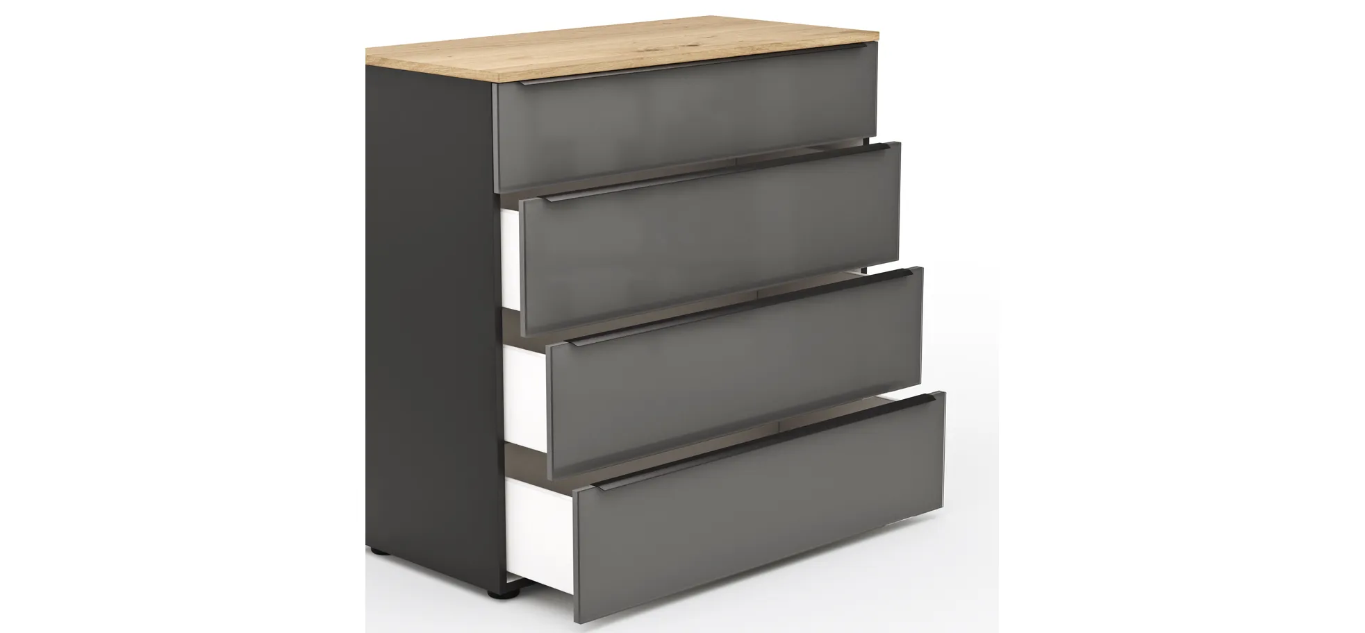 Kommode Colorado Beimöbel - BHT ca. 90x87x43 cm, Dunkelgrau, Griffe schwarz