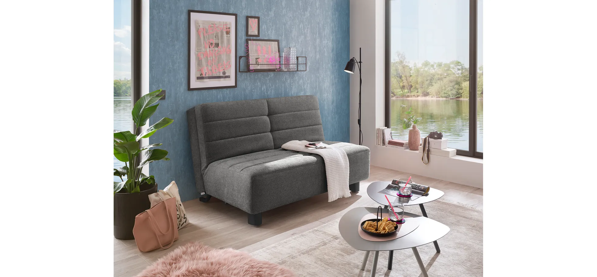 Faltsofa Easy - 2-Sitzer ohne Armlehne, ca. 140 cm inkl. Schlaffunktion, Stoff, Dunkelgrau Faltsofa Easy - 2-Sitzer ohne Armlehne, ca. 140 cm inkl. Schlaffunktion, Stoff, Dunkelgrau