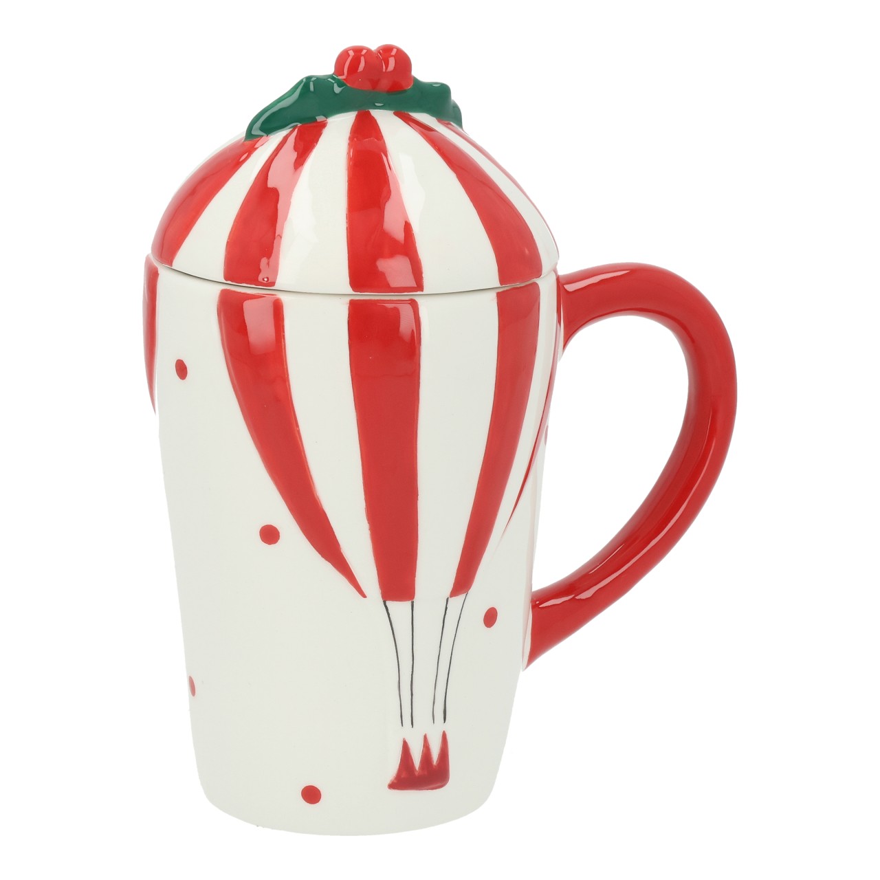 Becher Heißluft Ballon Keramik Rot - ca. 14x17x9.5cm 550ml
