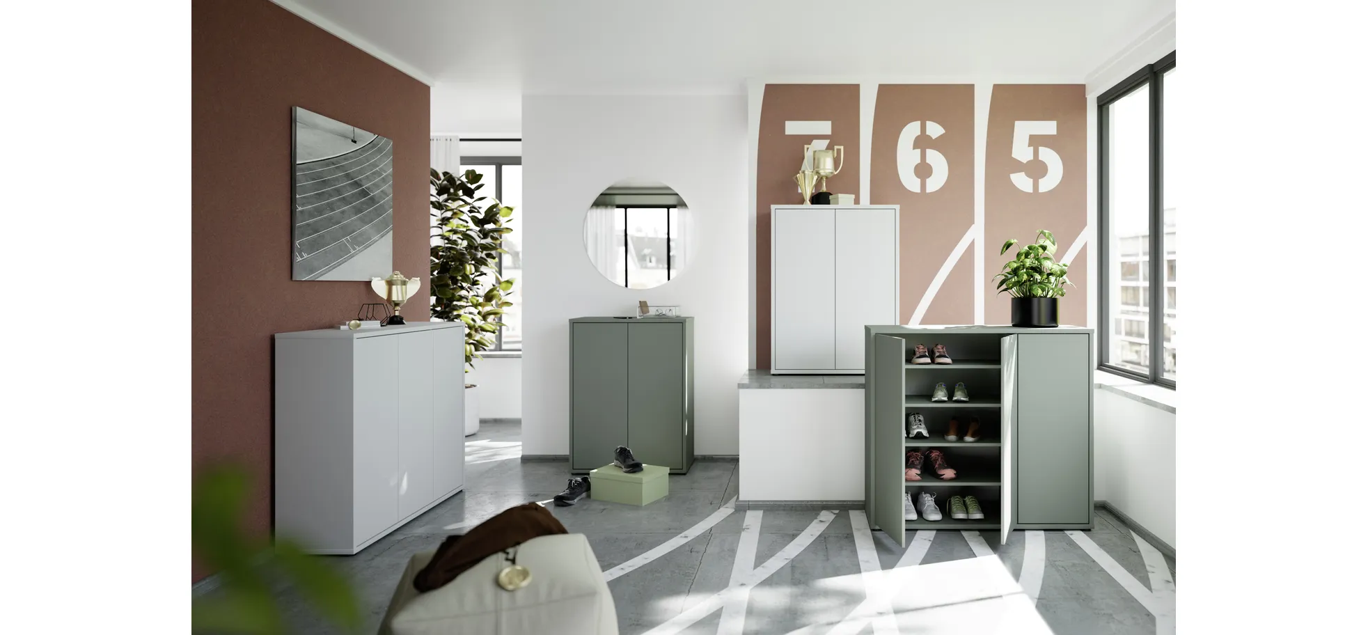 Schuhschrank, Salbei, 2 Türen - Faid