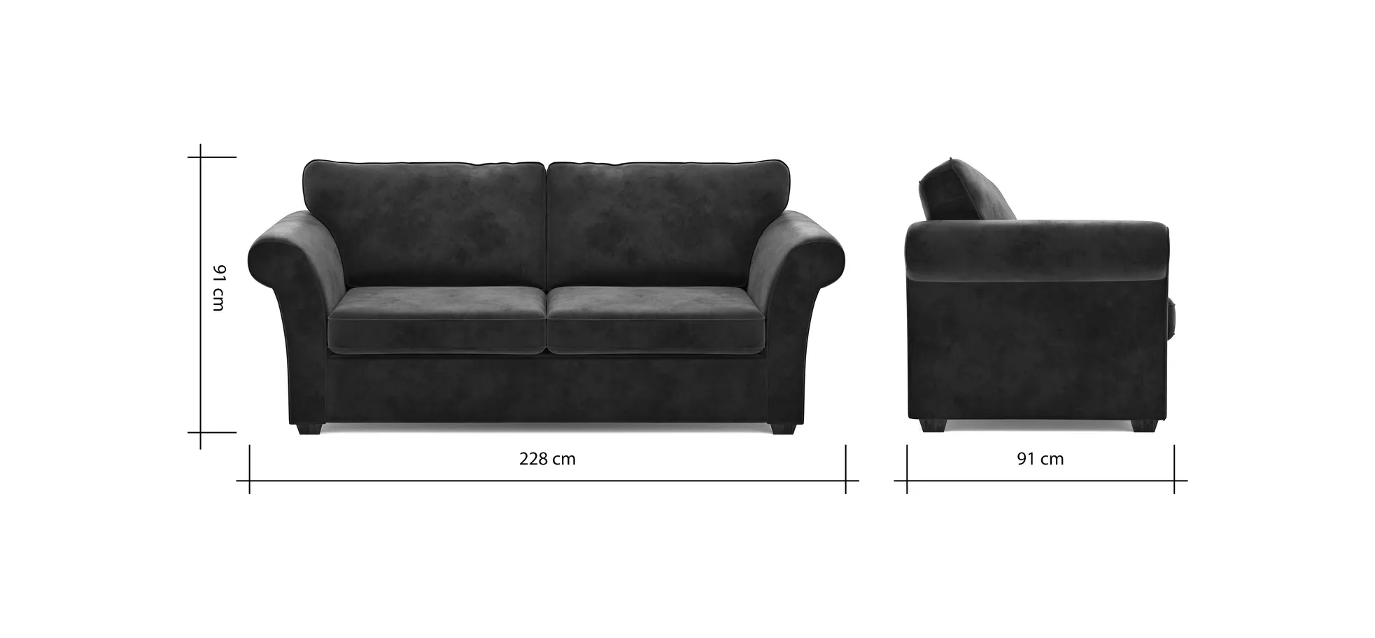 Sofa Brunswick Romantic - 3-Sitzer, Stoff, Dunkelblau