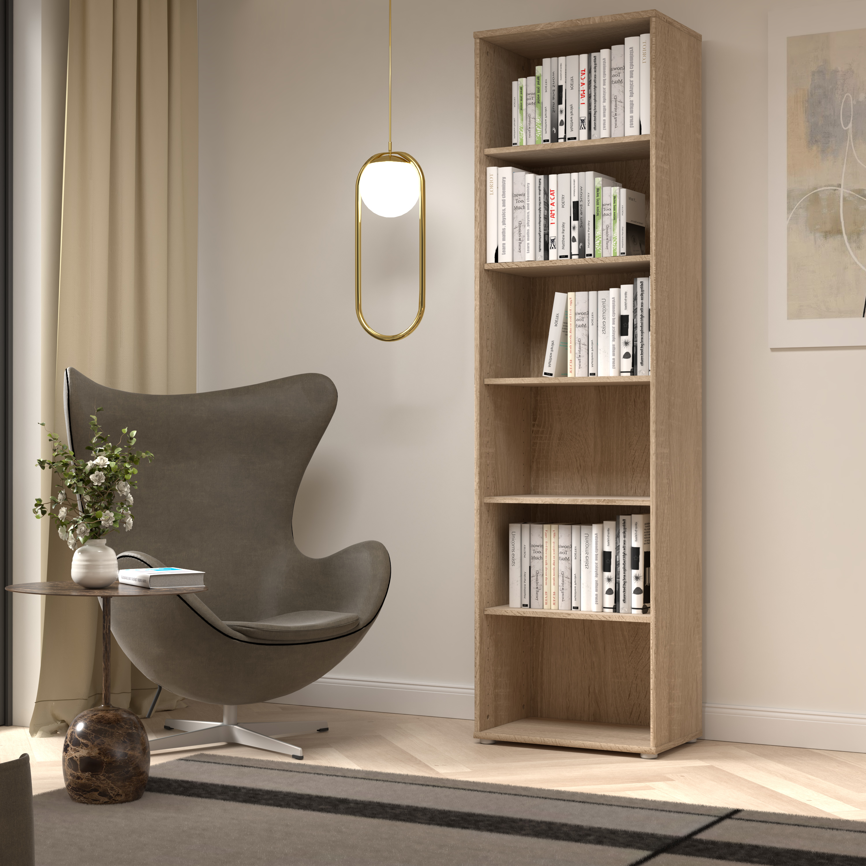 Regal Faik, Eiche Sonoma Nachbildung - 6 offene Fächer, ca. 54 B x 197,5 H