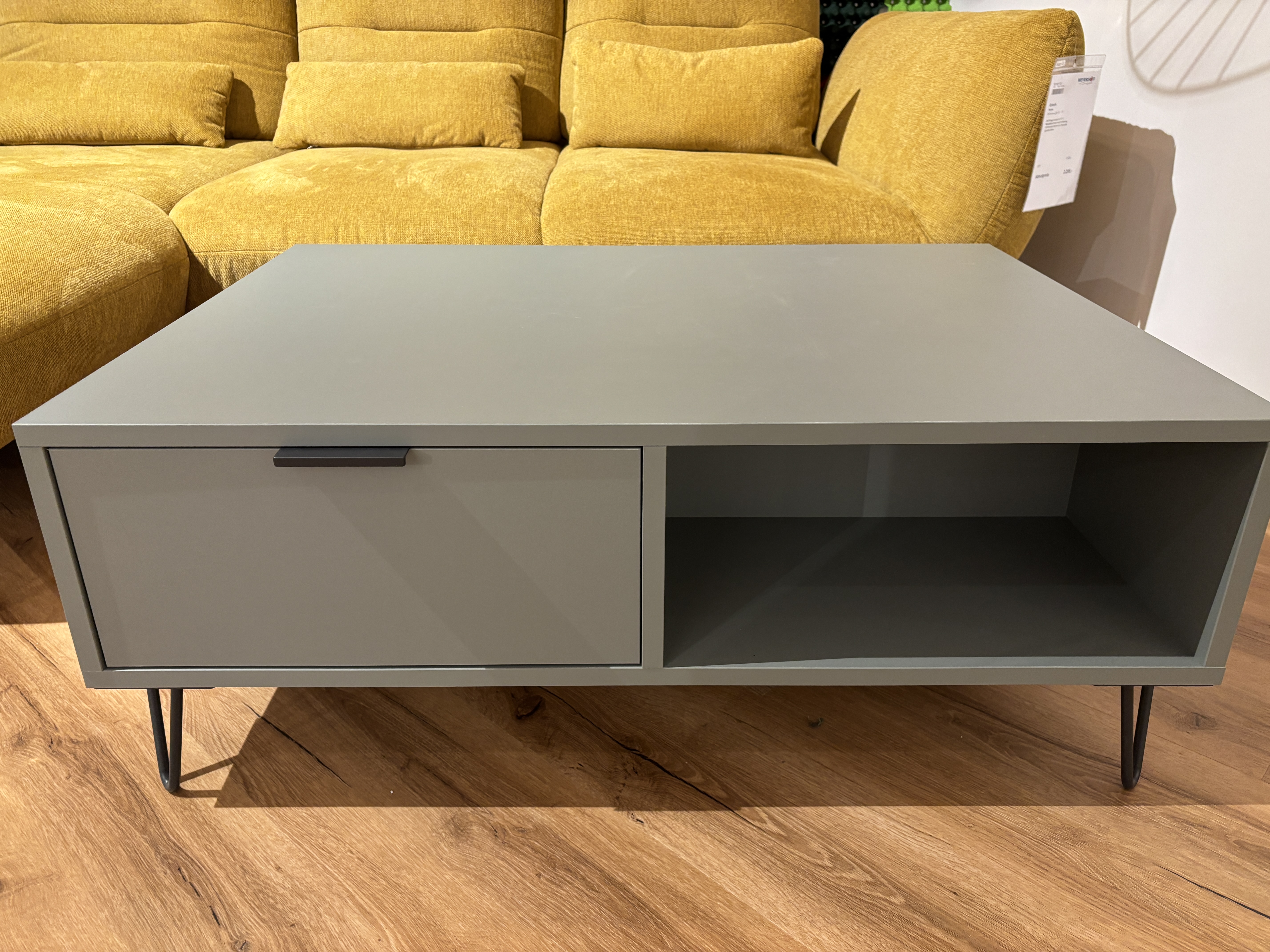 Couchtisch, Pinien-grün, 2 Schubkästen - Milana