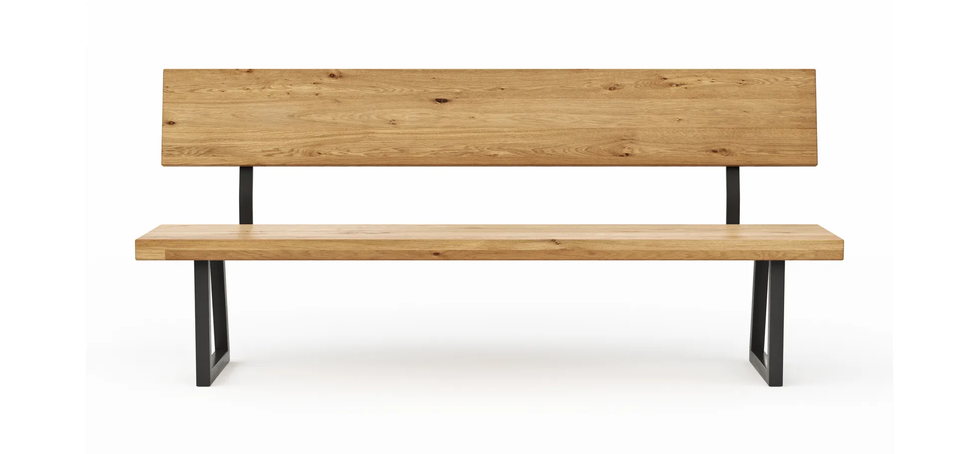 Holzbank Clifton - mit Rückenlehne, Breite ca. 200cm, Wildeiche massiv, natur Holzbank Clifton - mit Rückenlehne, Breite ca. 200cm, Wildeiche massiv, natur