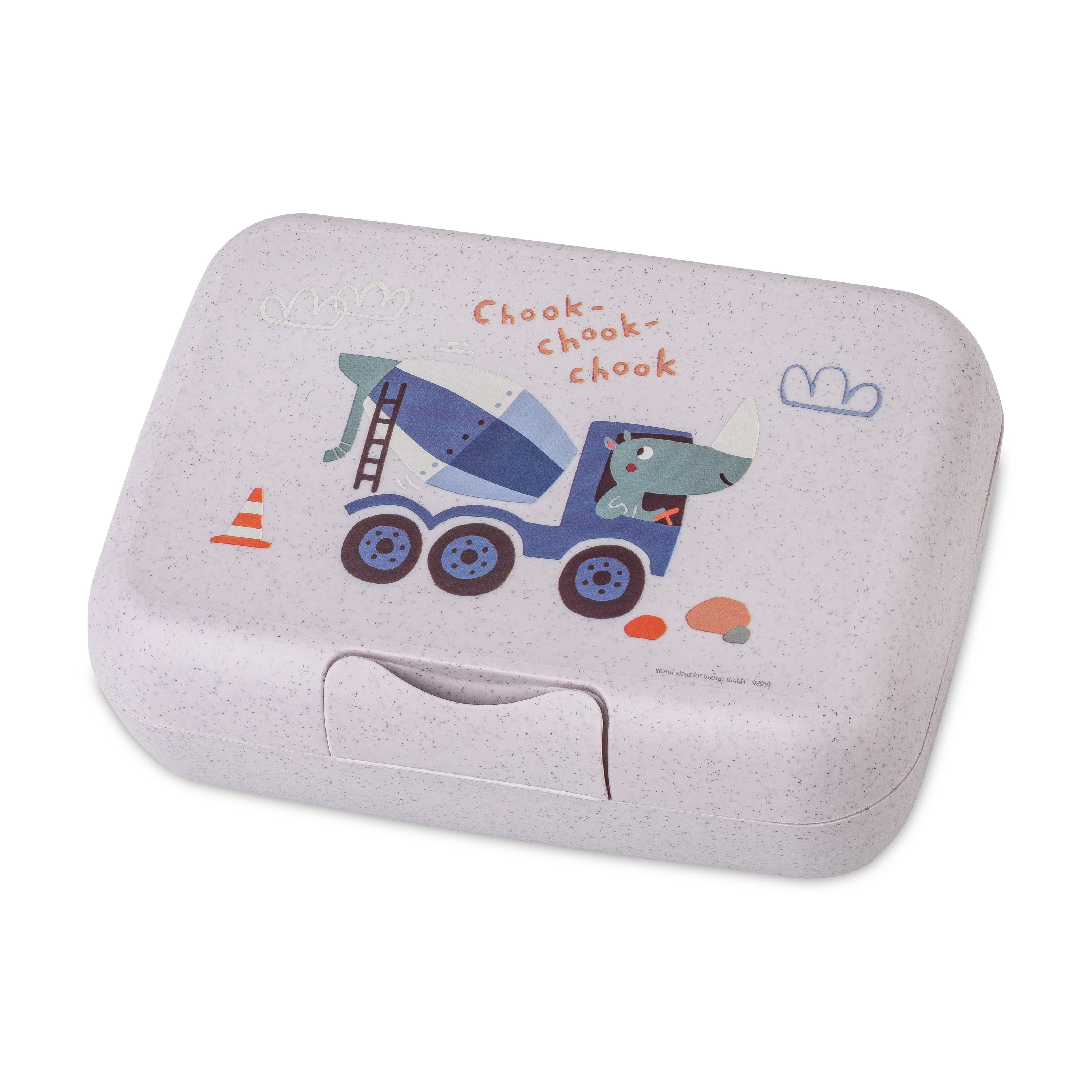 Lunchbox mit Trennschale, organic grey trucks - mit Clipverschluss, 100% CO2-neutral