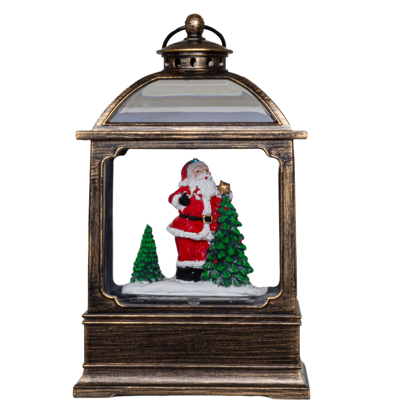 LED Schneelaterne, Höhe ca. 17cm - Timer, Batt.betrieb (ohne Batt.), USB, Indoor