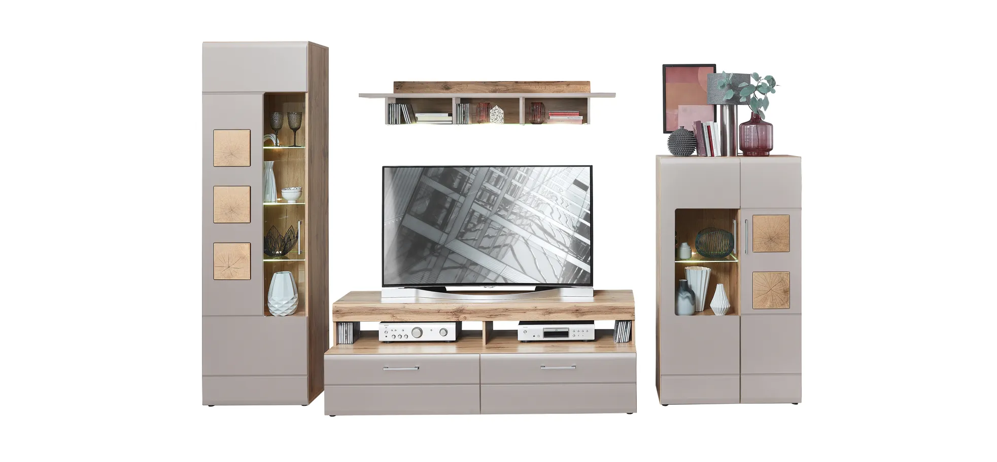 Wohnwand, Eiche Altholz/Cashmere - MyStyle 1060