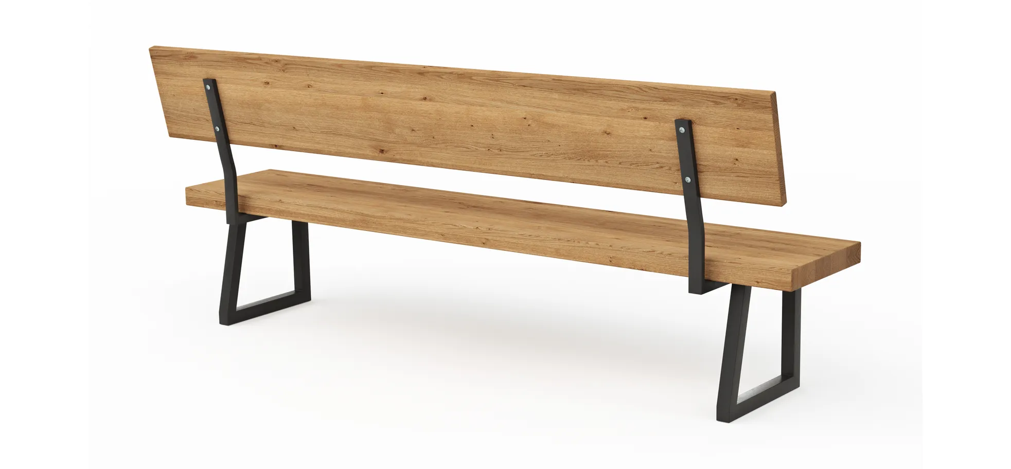 Holzbank Clifton - mit Rückenlehne, Breite ca. 220cm, Zerreiche massiv, natur