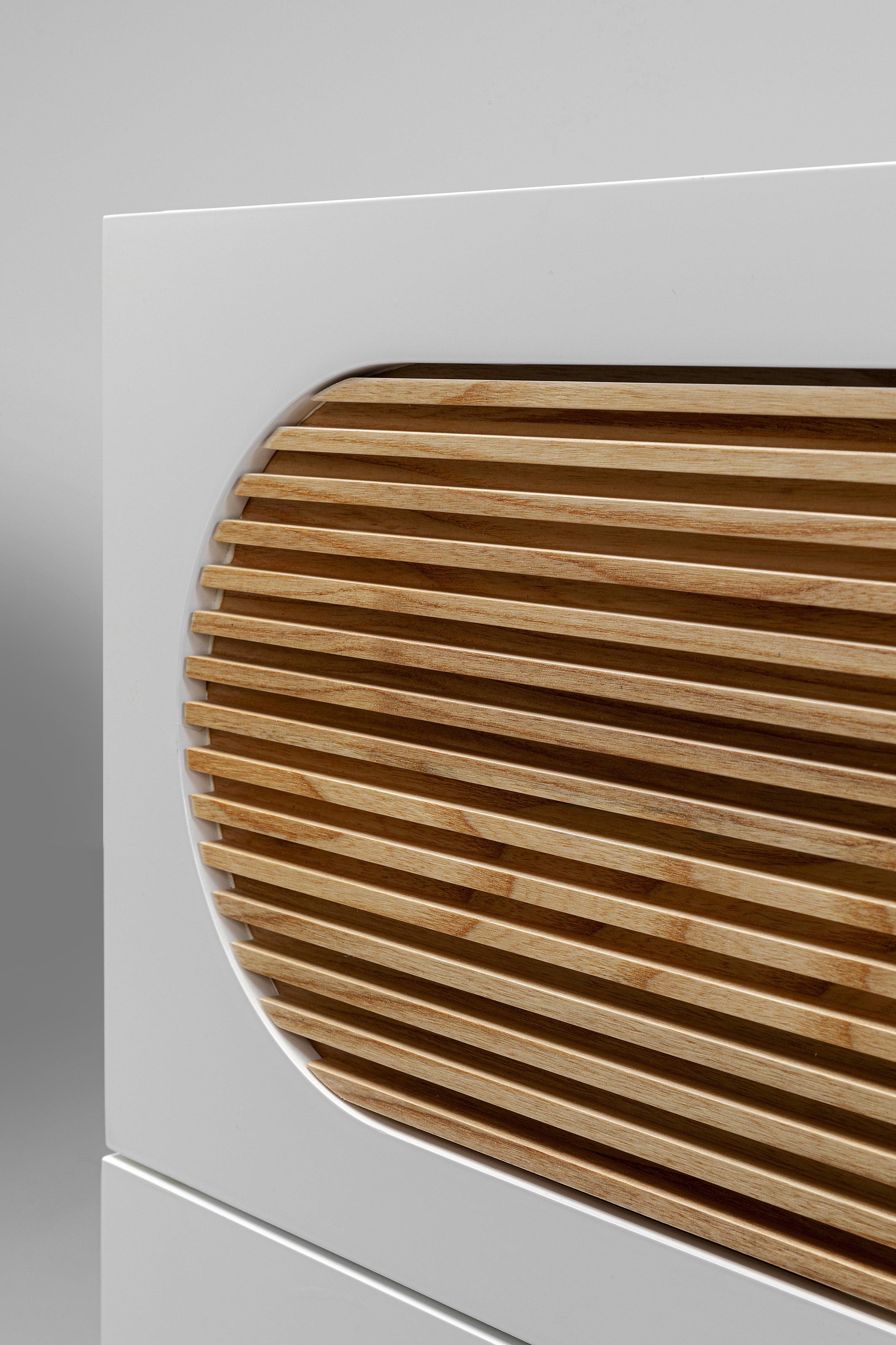 Sideboard Atomic, weiß, Eiche Massicholz - Atomic