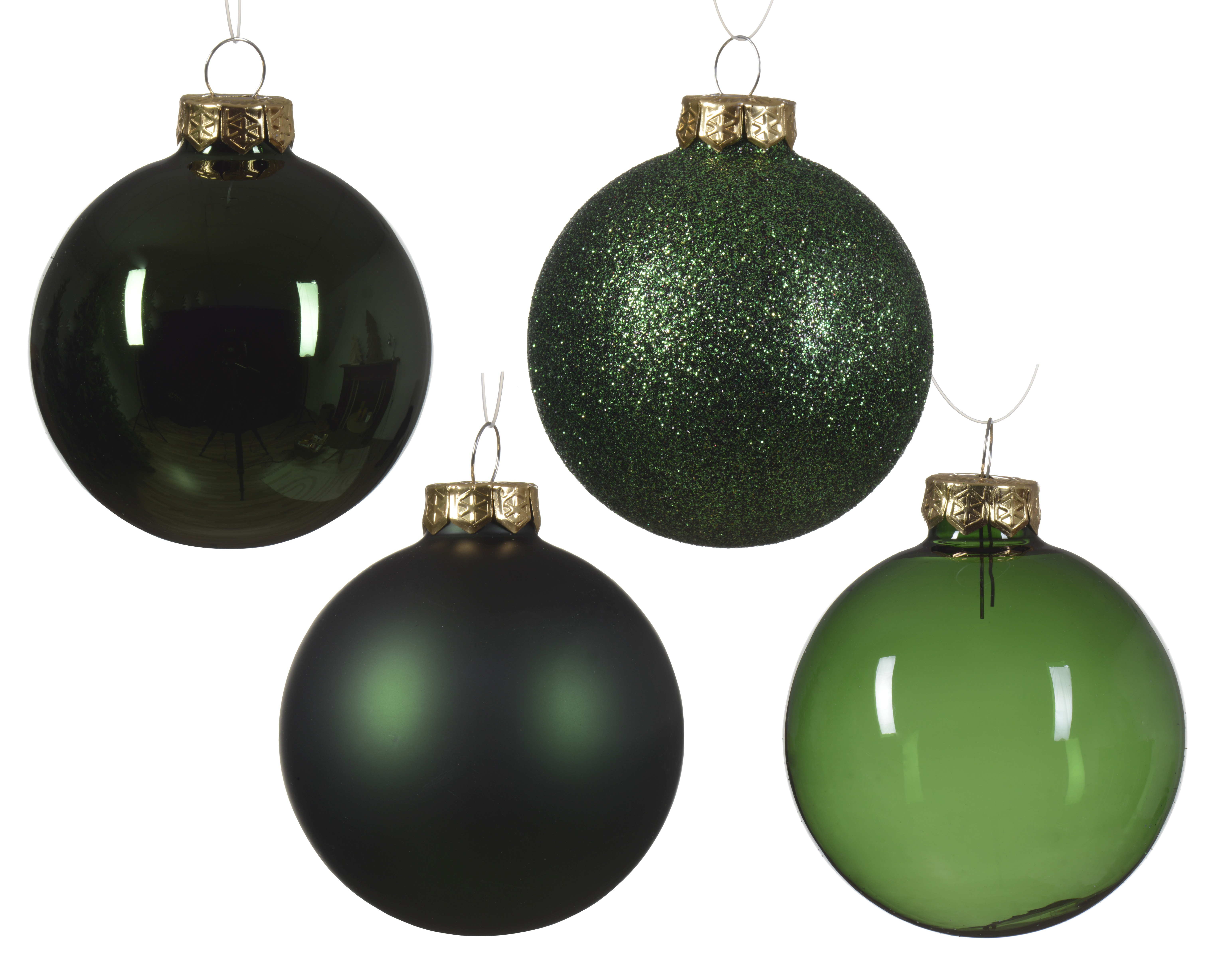 Kugelset 42-er - piniengrün, Glas, Ø7cm