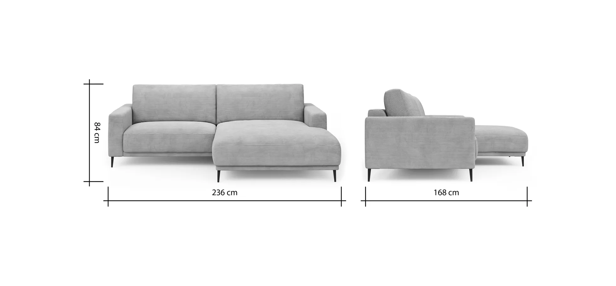 Ecksofa Solero - 1,5-Sitzer mit Longchair rechts, Stoff, Sand