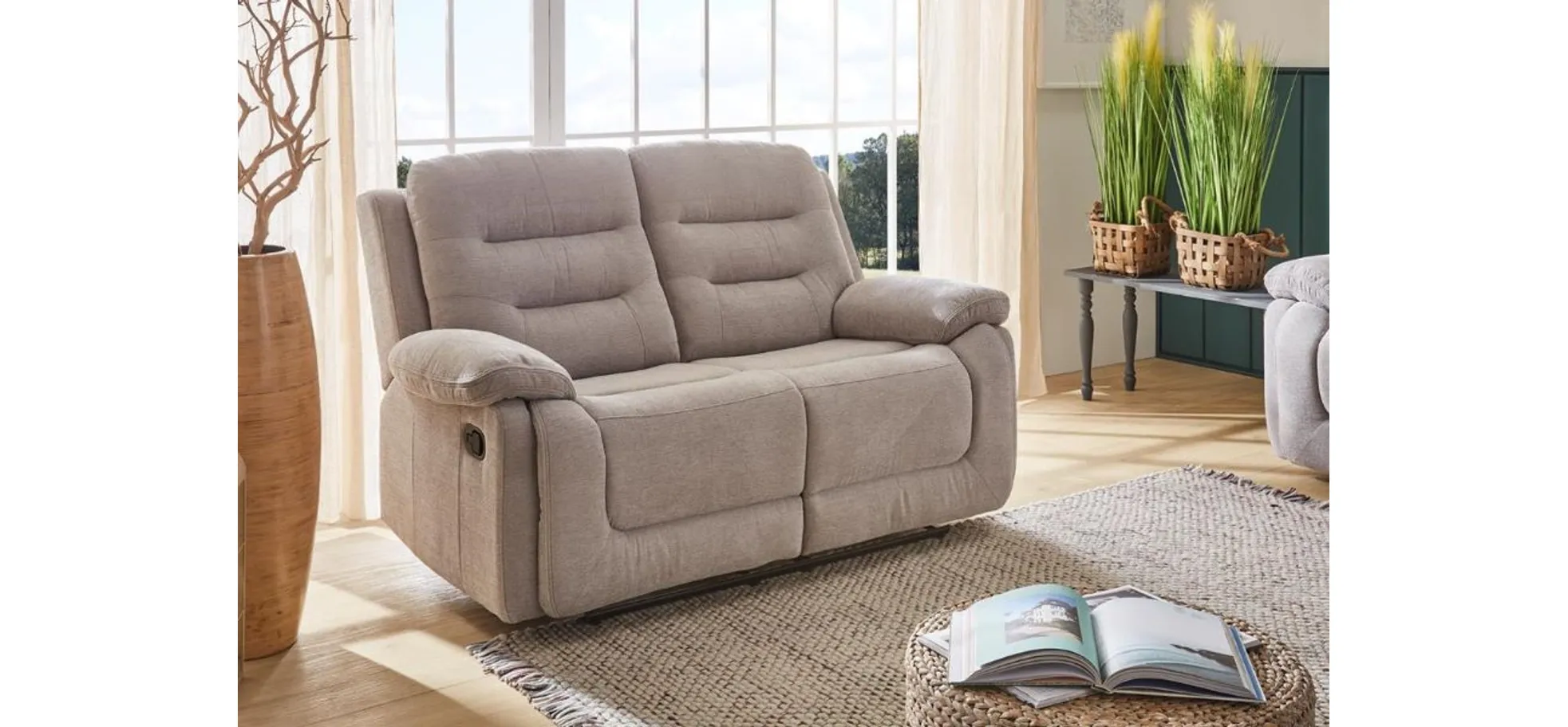 Sofa - 2-Sitzer, inkl. Relaxfunktion, Stoff, Grau