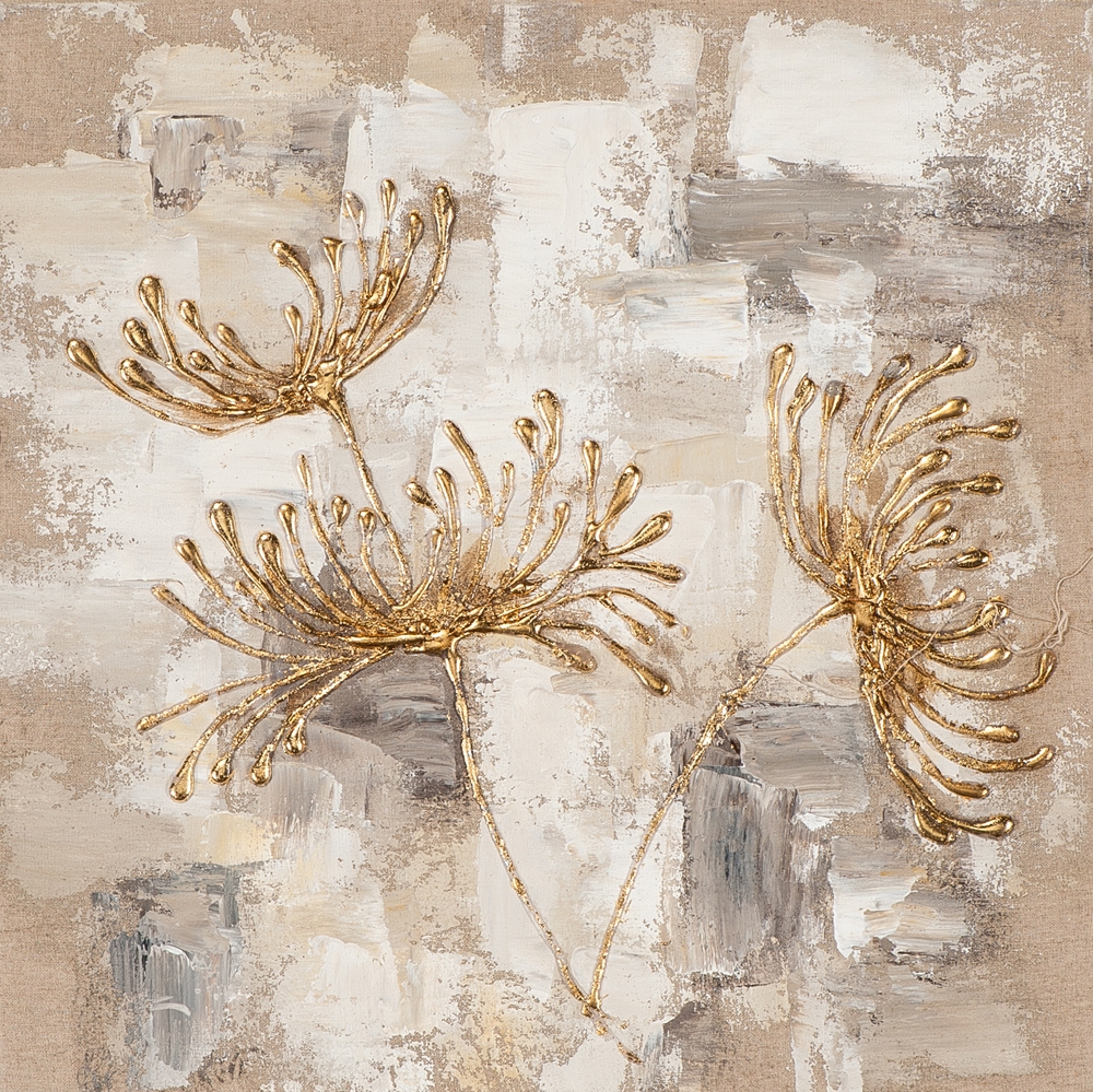 Acrylgemälde Chrysanthemen in gold - ca. 40x40cm