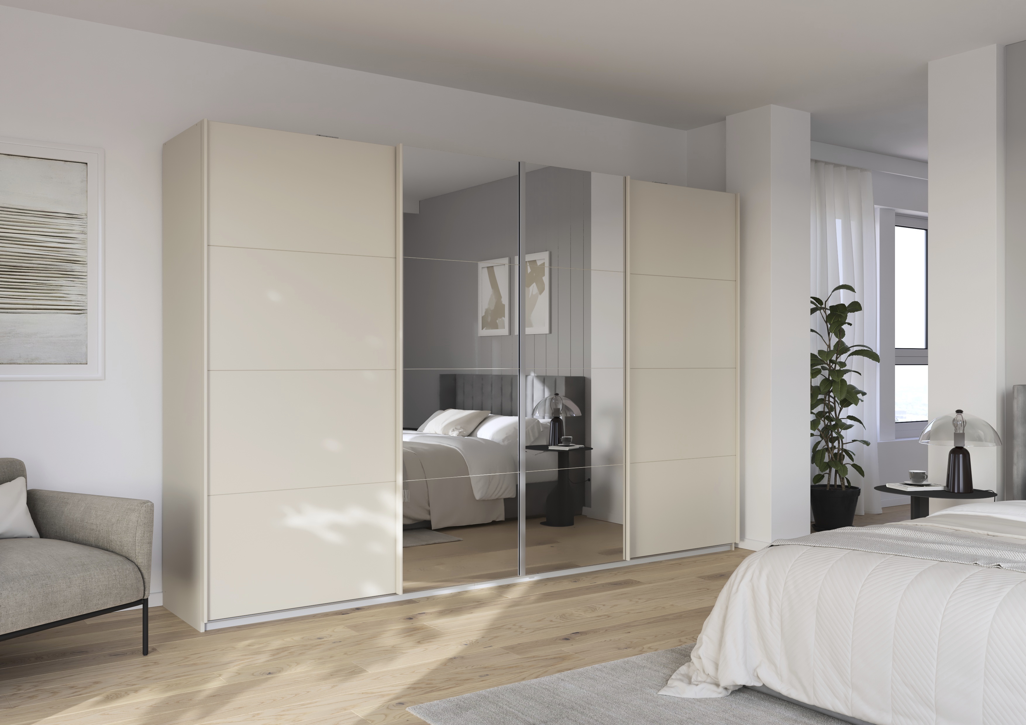 Schwebetürenschrank, champagner - Rikk