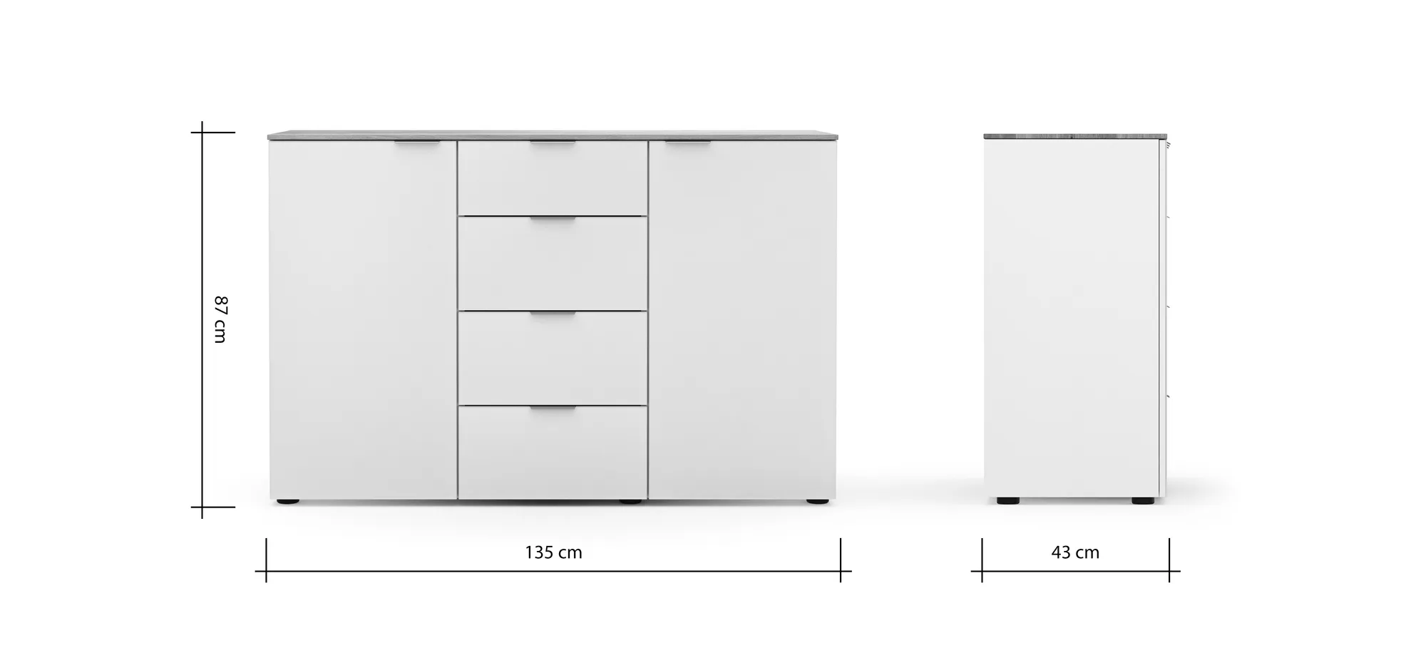 Kommode Colorado Beimöbel - BHT ca. 135x87x43 cm, Weiß