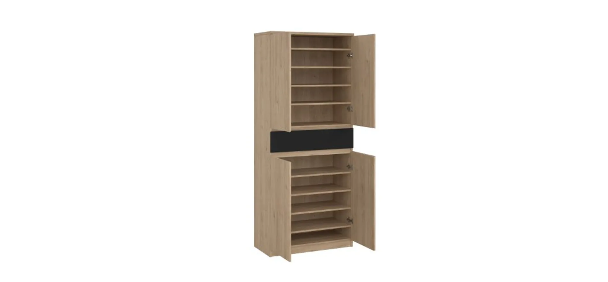 Schuhschrank - B ca. 81 cm, Jackson Hickory Nachbildung, Schwarz