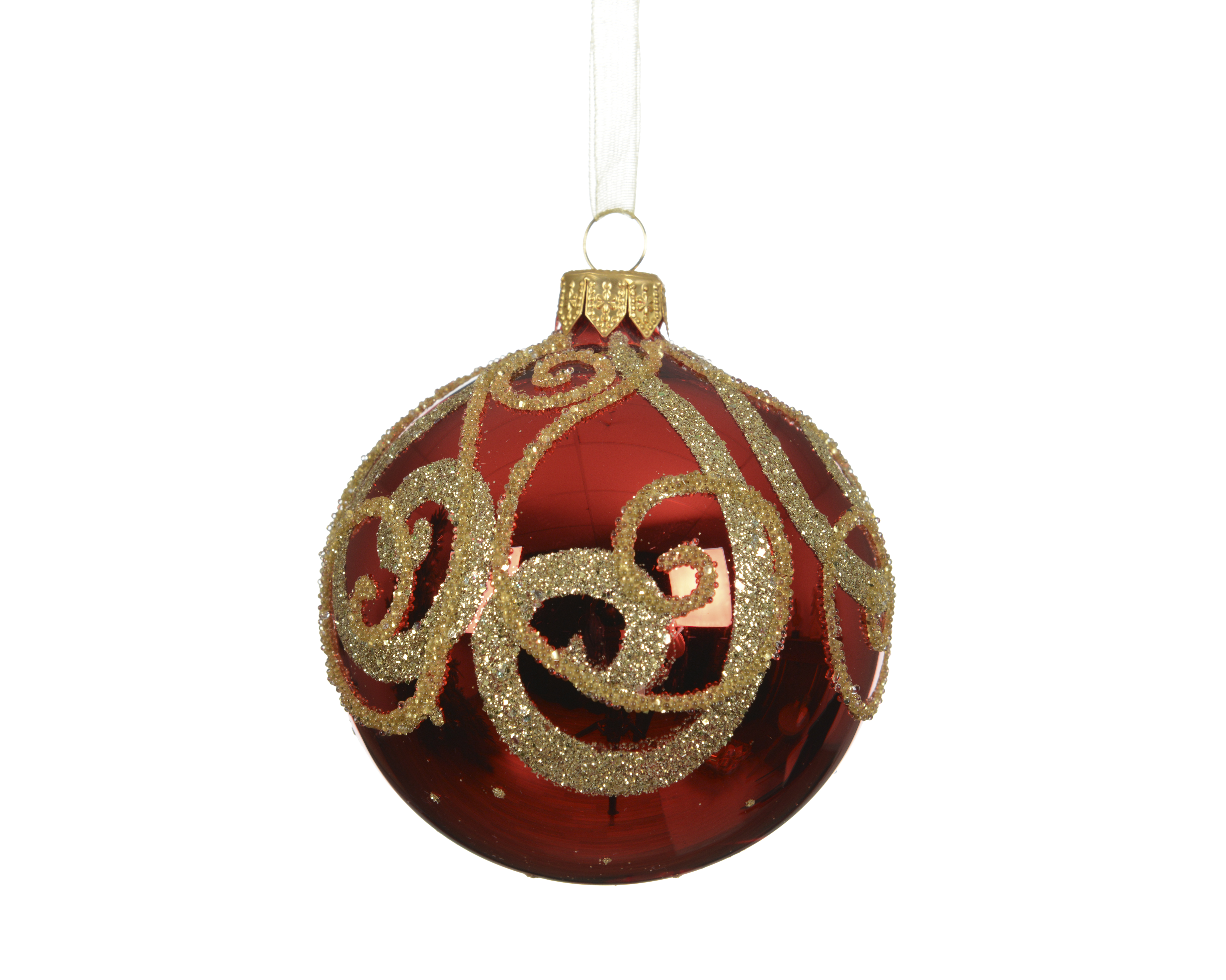 Weihnachtsbaumkugel Curly Glas - rot, Ø8.00cm