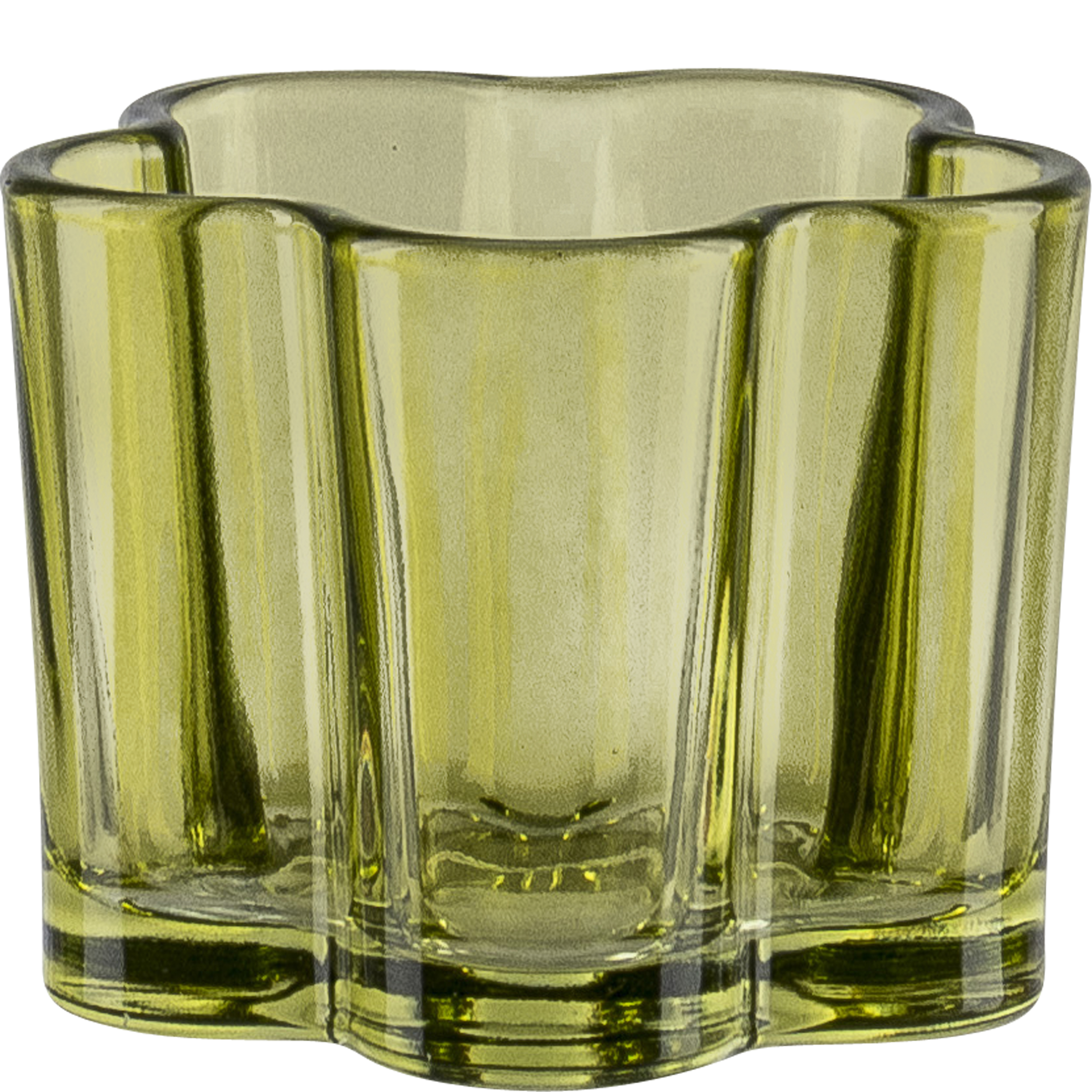 Vase - Glas, Teelichthalter, Blütenfrom,8x6cm, Grün