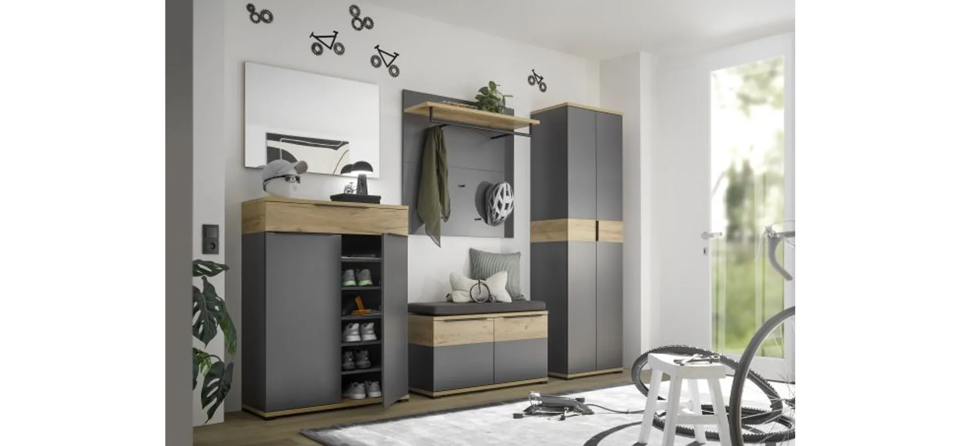 Garderobenpaneel, Graphit Dekor - Granera 