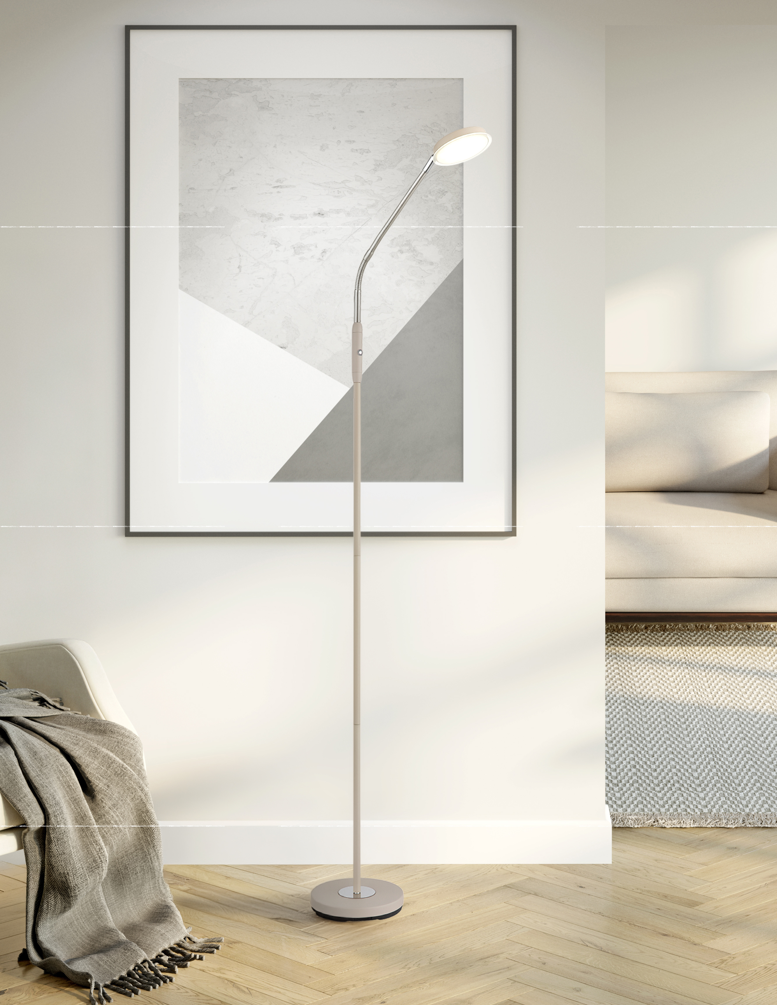 Stehleuchte SILVIO - LED, sandfarben matt, ca. 52x20x173cm
