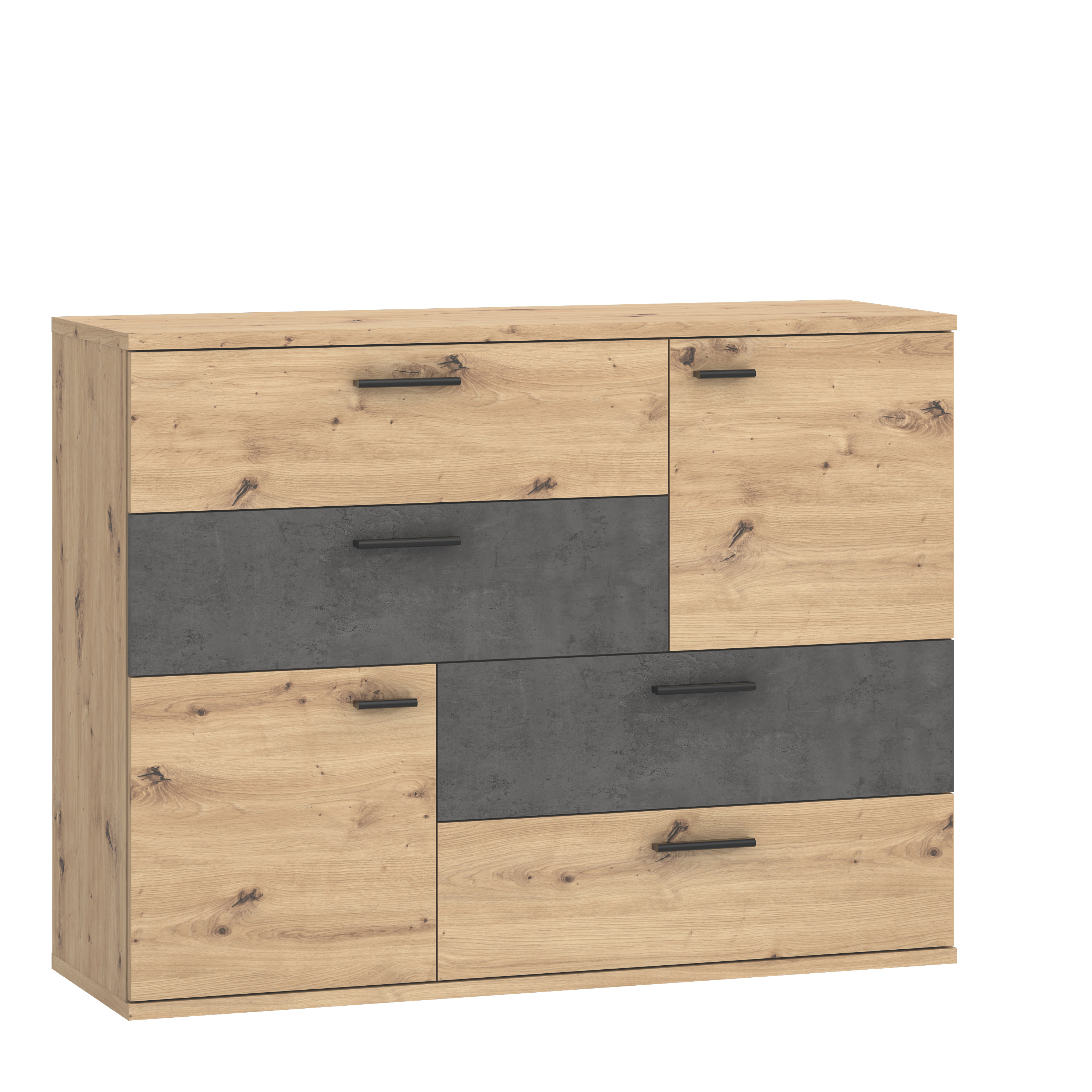 Kommode, Artisan Eiche, Dunkelgrau - Fadia