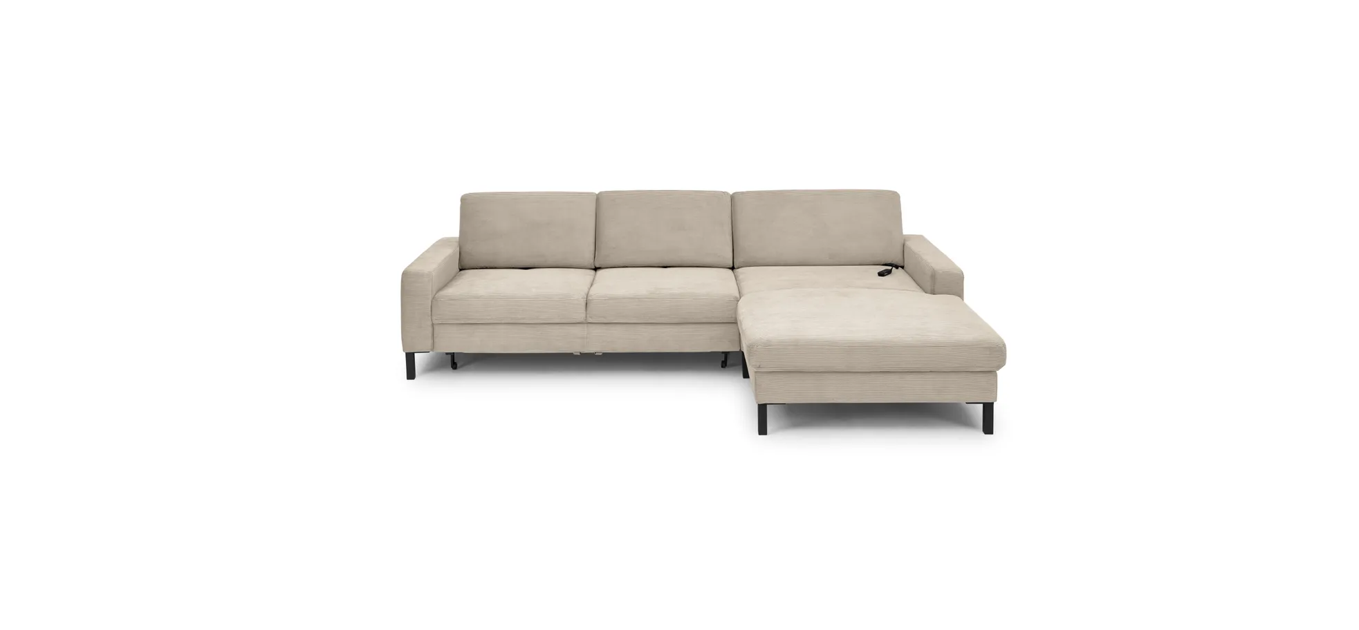  Ecksofa CALM MOVE 2.0 - 2,5-Sitzer mit Longchair rechts, Schlaffunktion, Feincord, Sand
