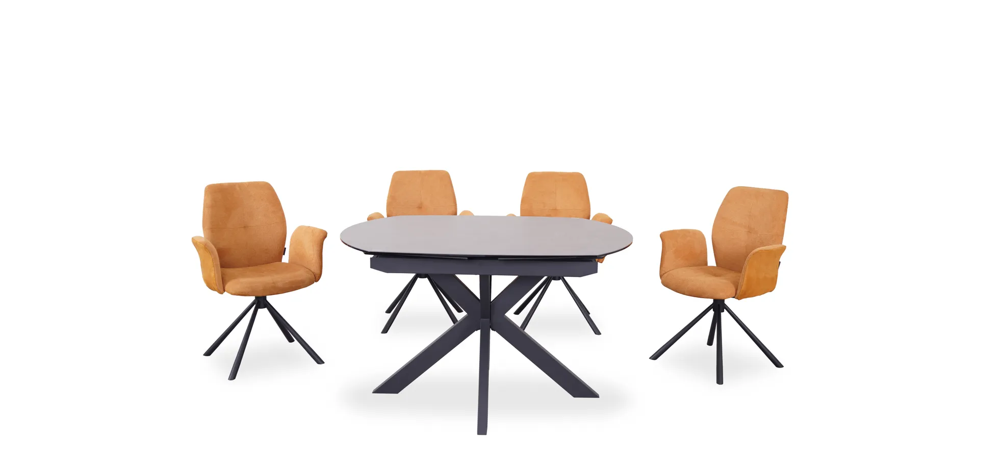 Vierfußstuhl mit Armlehnen, Stoff Mustard - Manoa