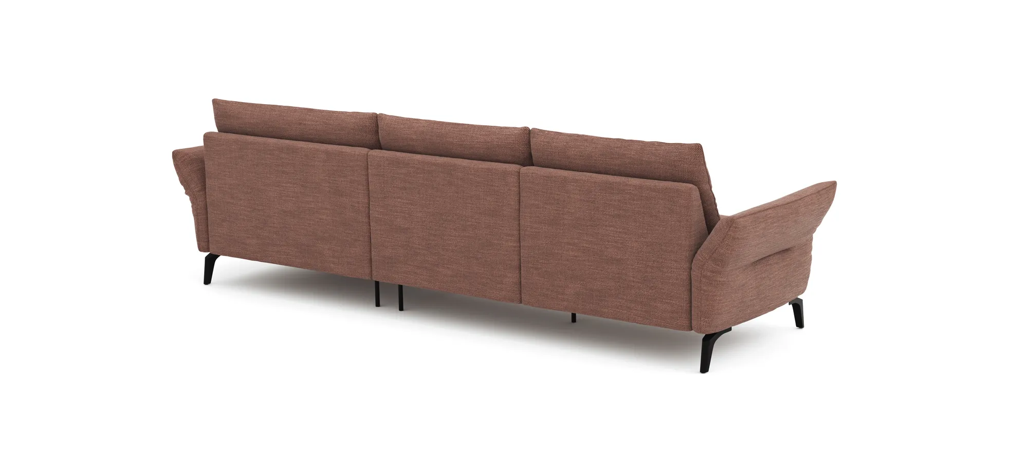 Ecksofa Bahia - 2,5-Sitzer mit Longchair rechts inkl. Armlehne verstellbar, Stoff, Kupfer