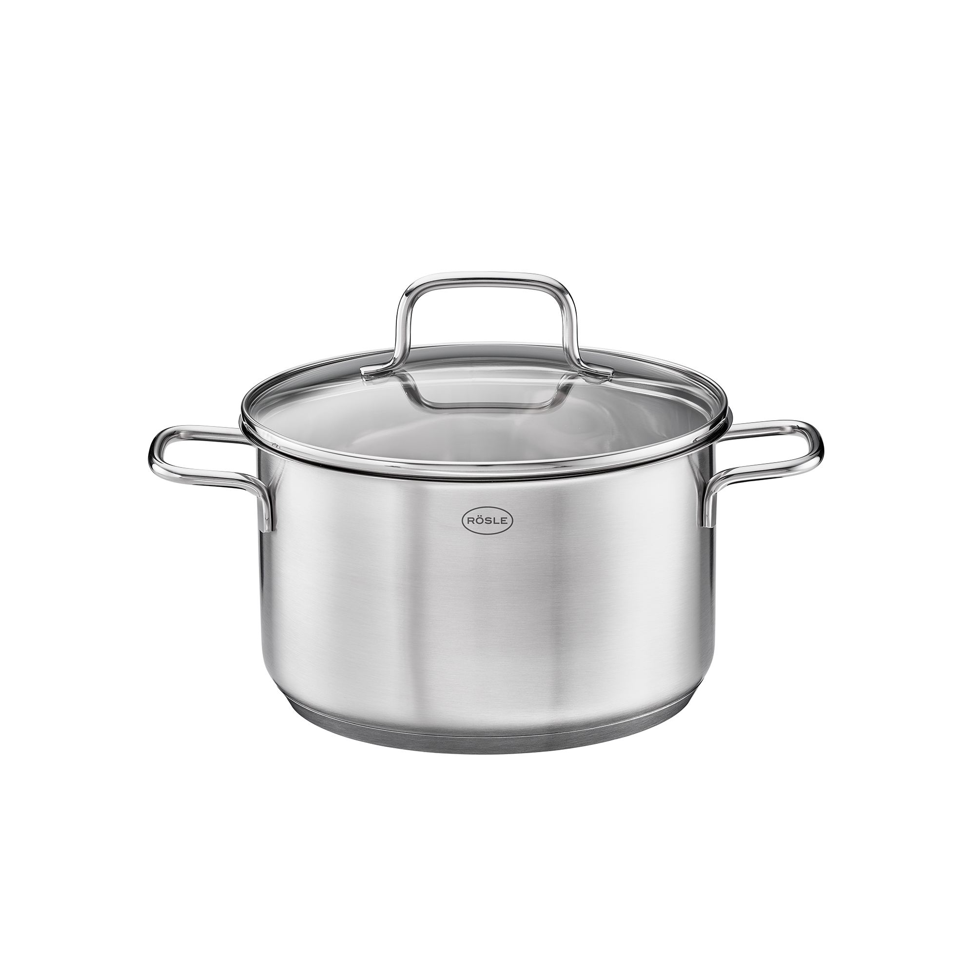 RÖSLE, Kochtopf Basic Line Ø 16 cm Edelstahl - mit Glasdeckel, Spülmaschinengeeignet