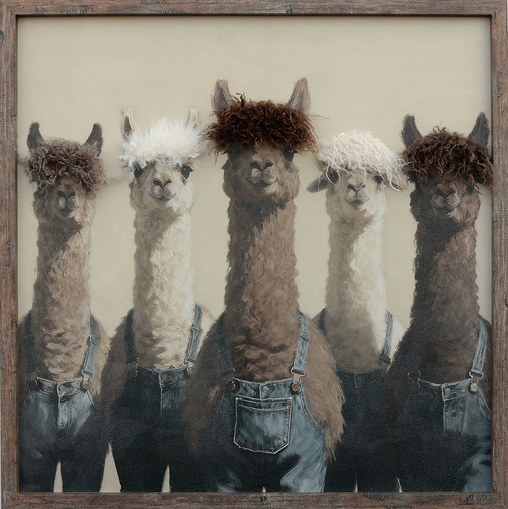 Bild Kunstfell The Flufffather Alpaca Crew - Acrylgemälde 80x80 cm