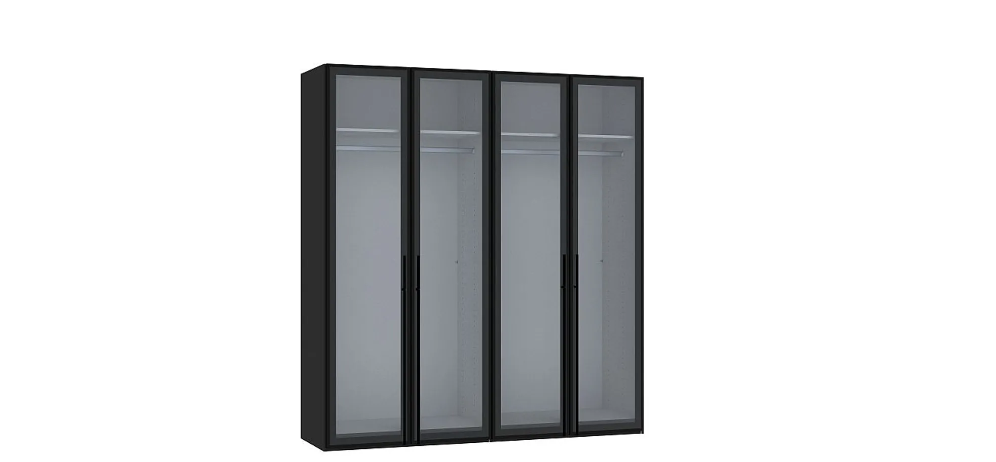Drehtürenschrank JOIN IT- B ca. 202 cm., Schwarz, Glas, Grau
