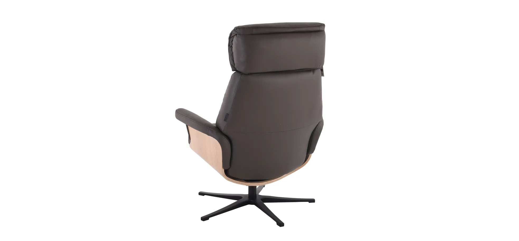 Relaxsessel mit Hocker, Leder dunkelbraun - Moani