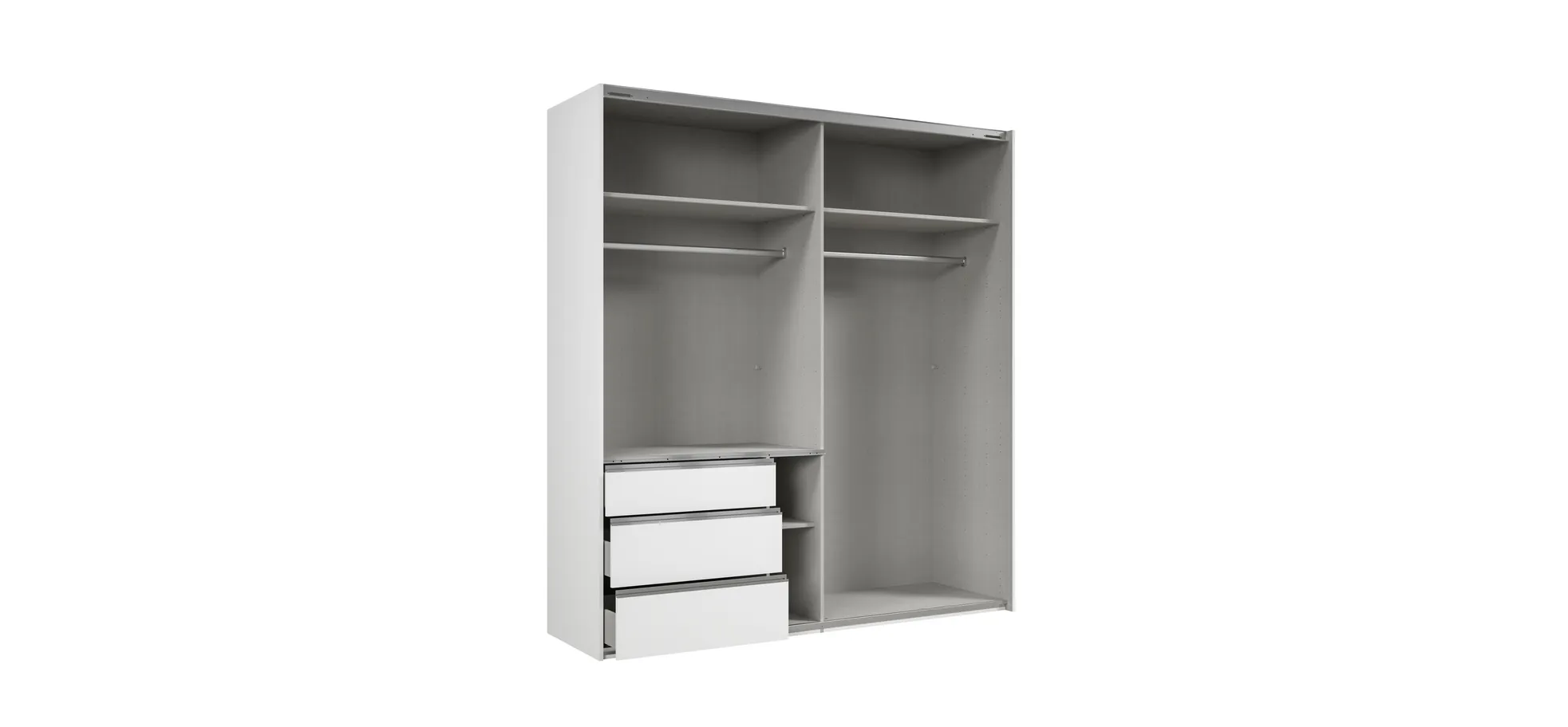  Schwebetürenschrank- B ca. 200 cm, Weiß, Spiegel