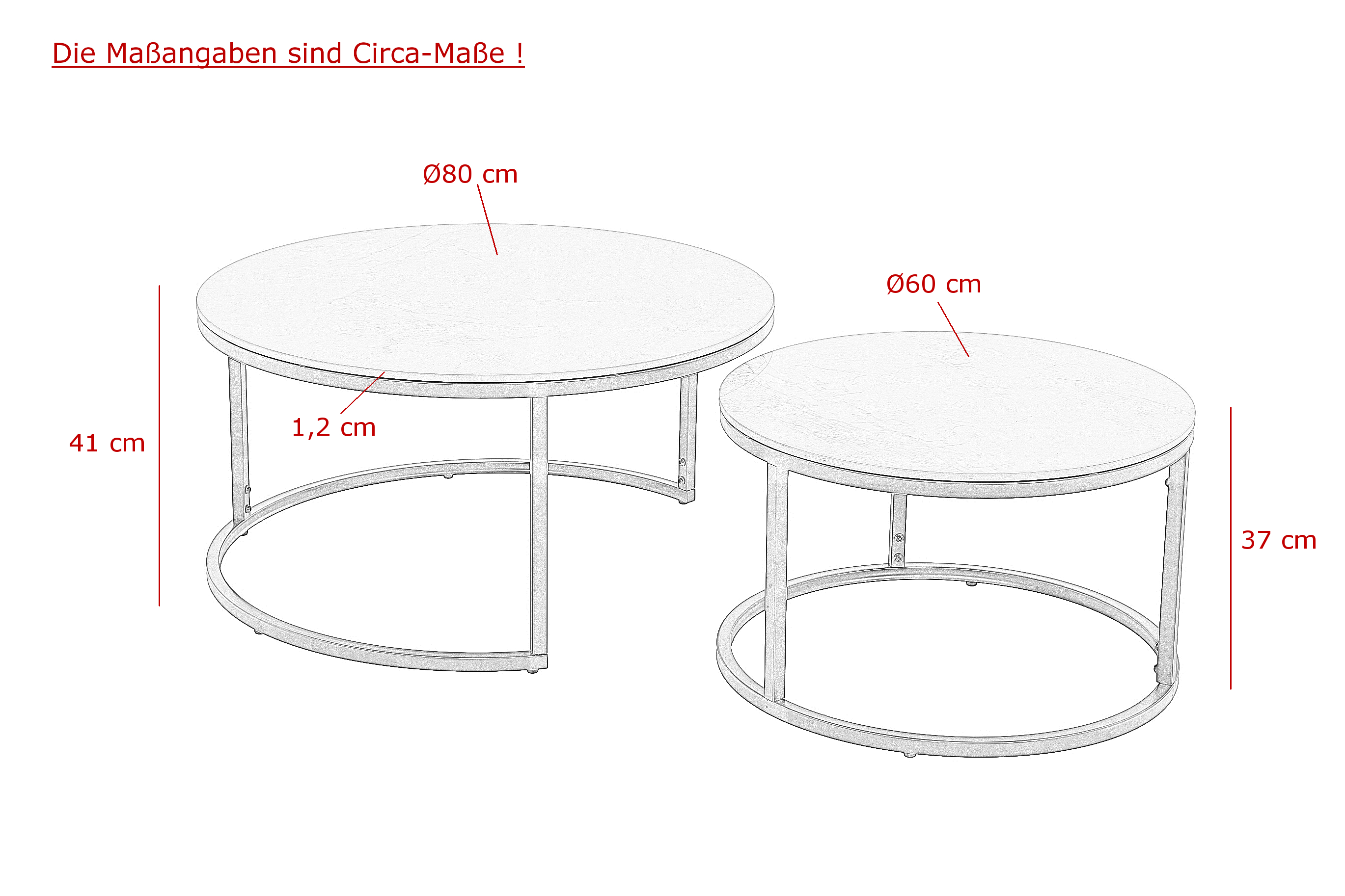 Couchtisch 2-er Set, Marmoroptik - MYTREND371
