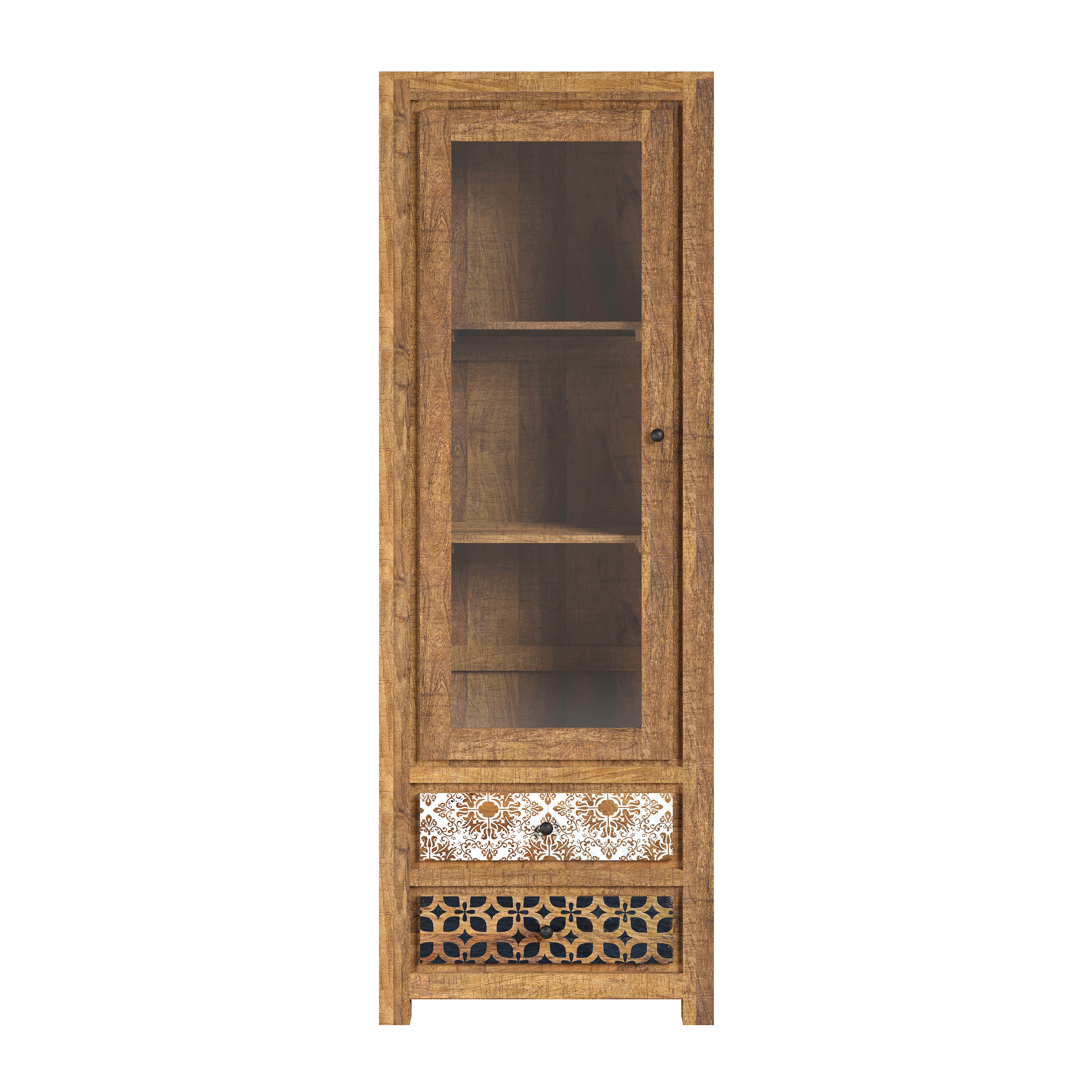 Vitrine, Mangoholz, Links, ca.65cm breit - MyStyle 1008