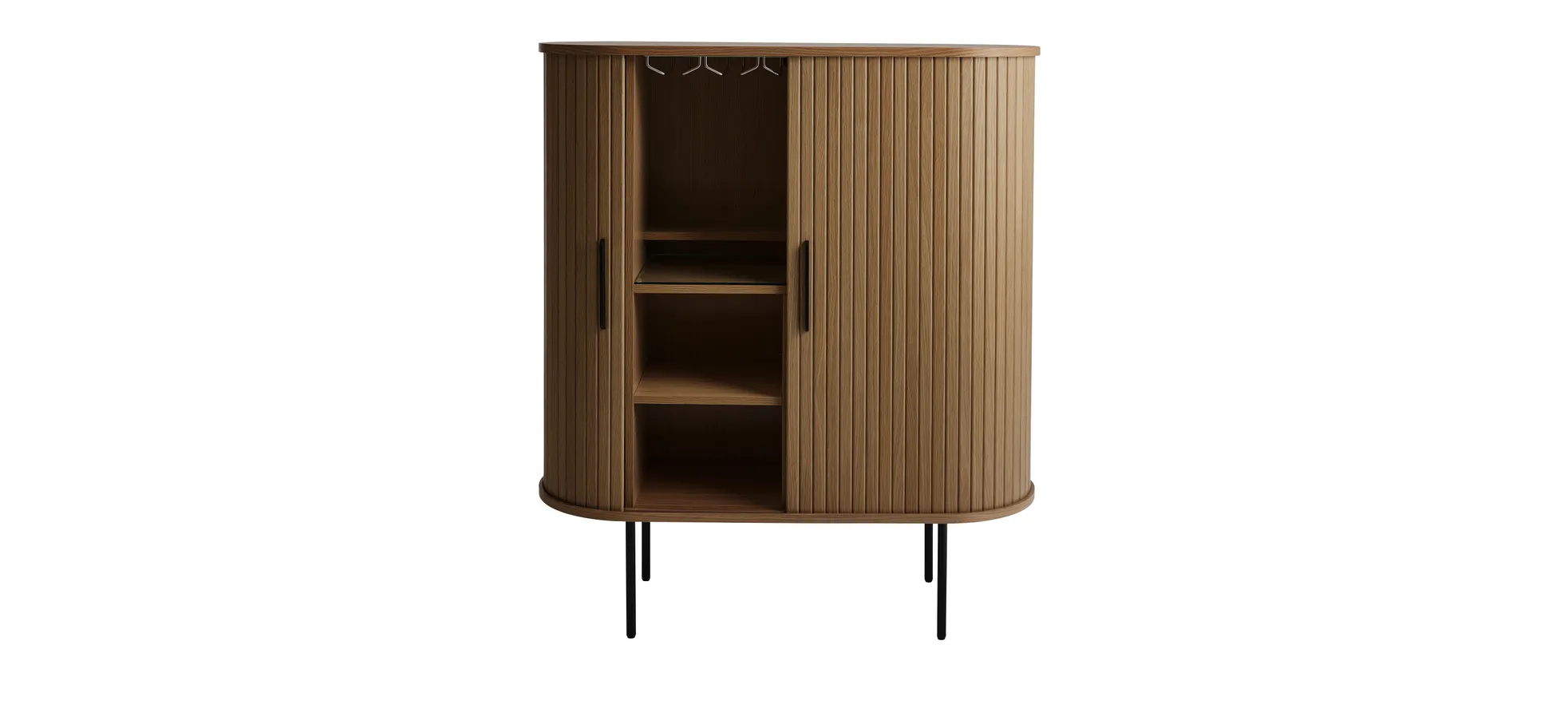 Highboard - B ca. 100 cm, Eiche Furnier, Smoked