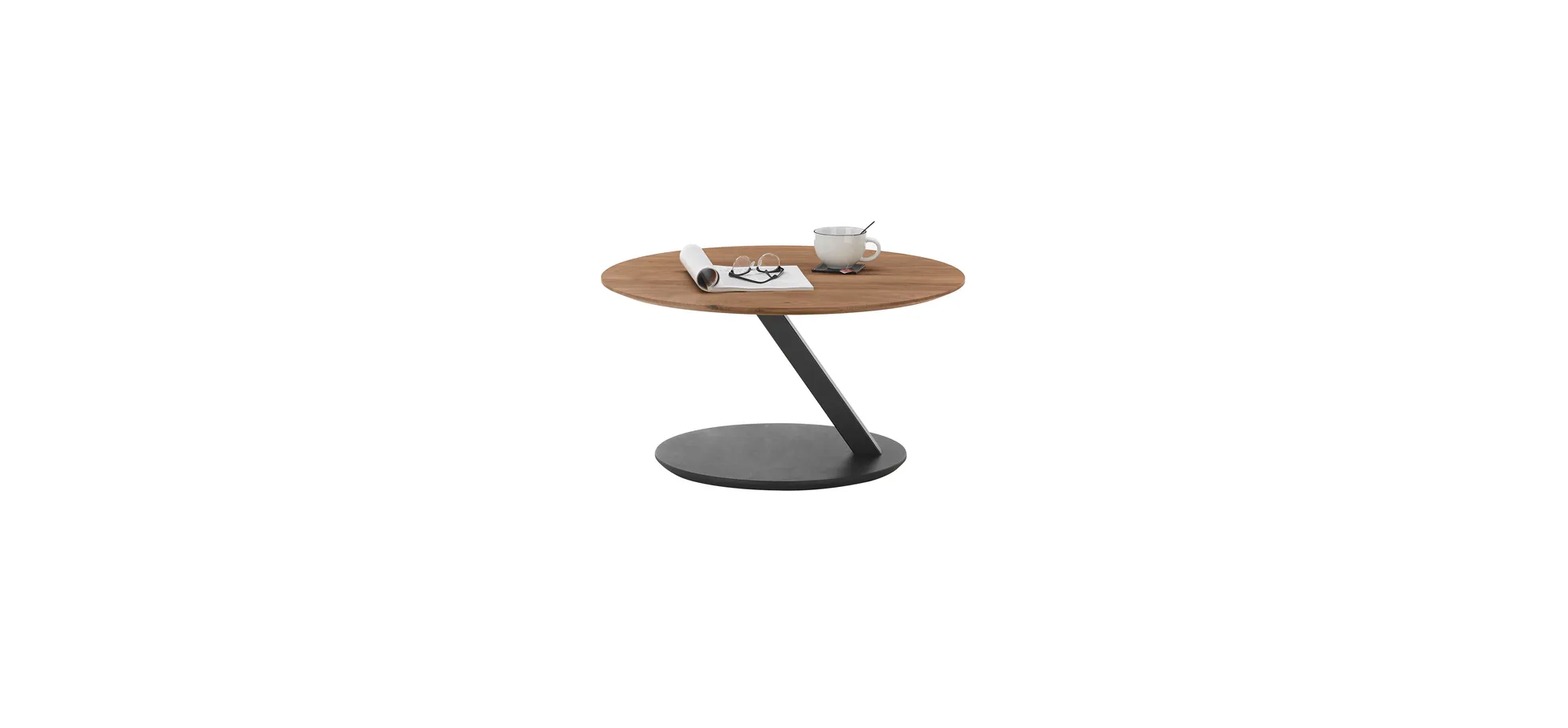 Couchtisch - höhenverstellbar D/H 80x44/60 cm, Kerneiche Umato 