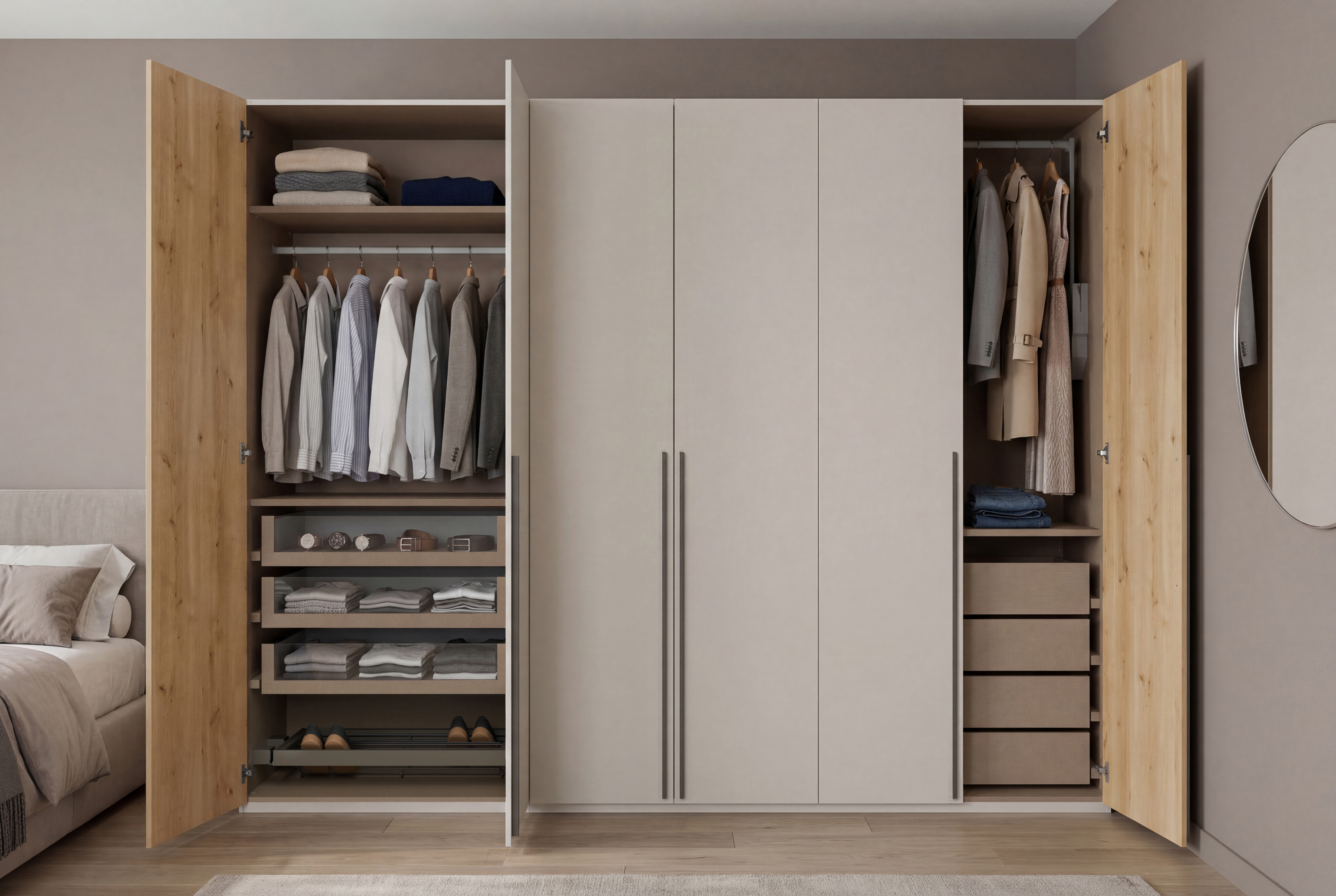 Drehtürenschrank, 6-türig, champagner - MyStyle 3104