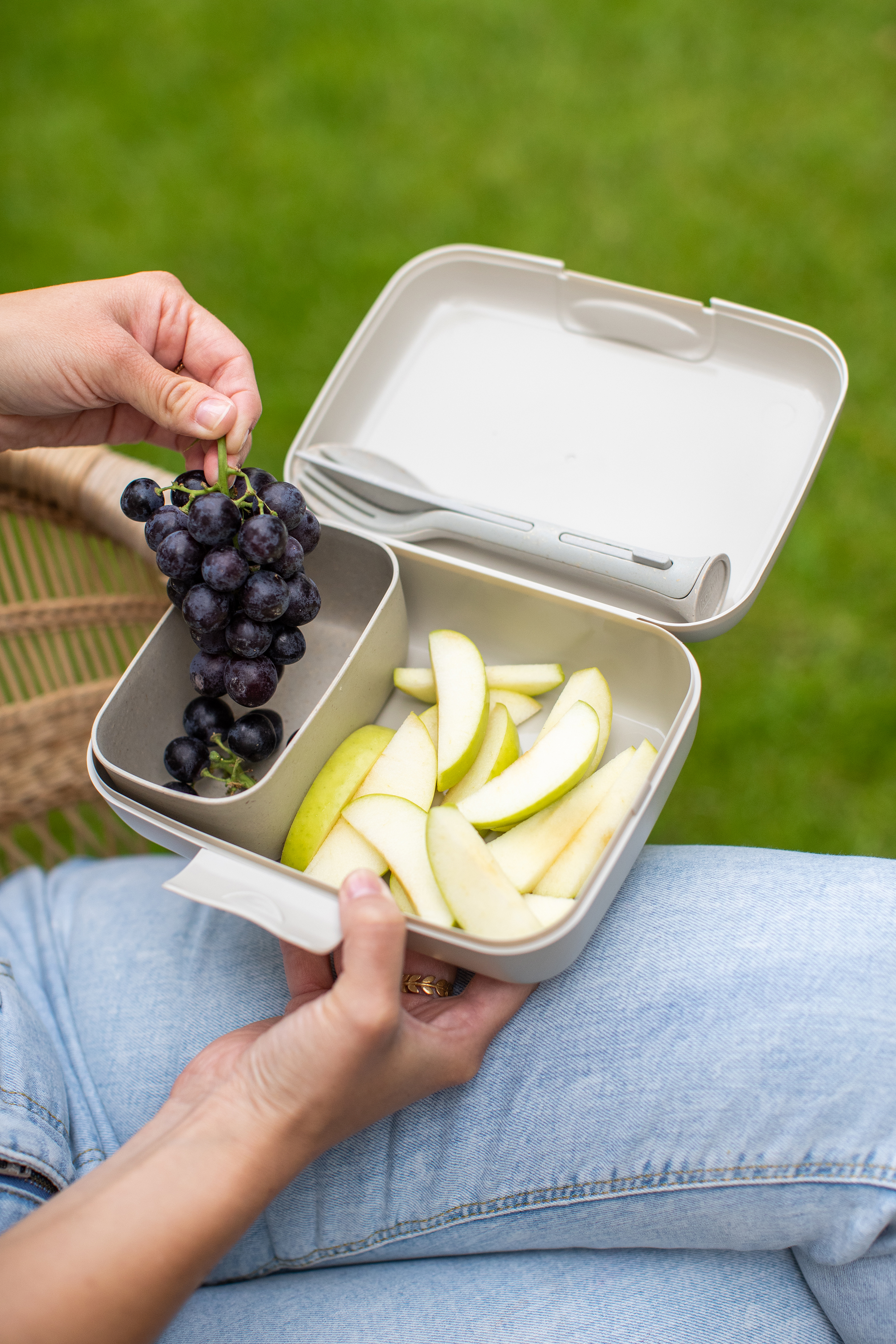 Lunchbox-Set inkl. Besteck-Set, nature desert sand - Umweltfreundlich, Lebensmittelecht,100%CO2-neutral