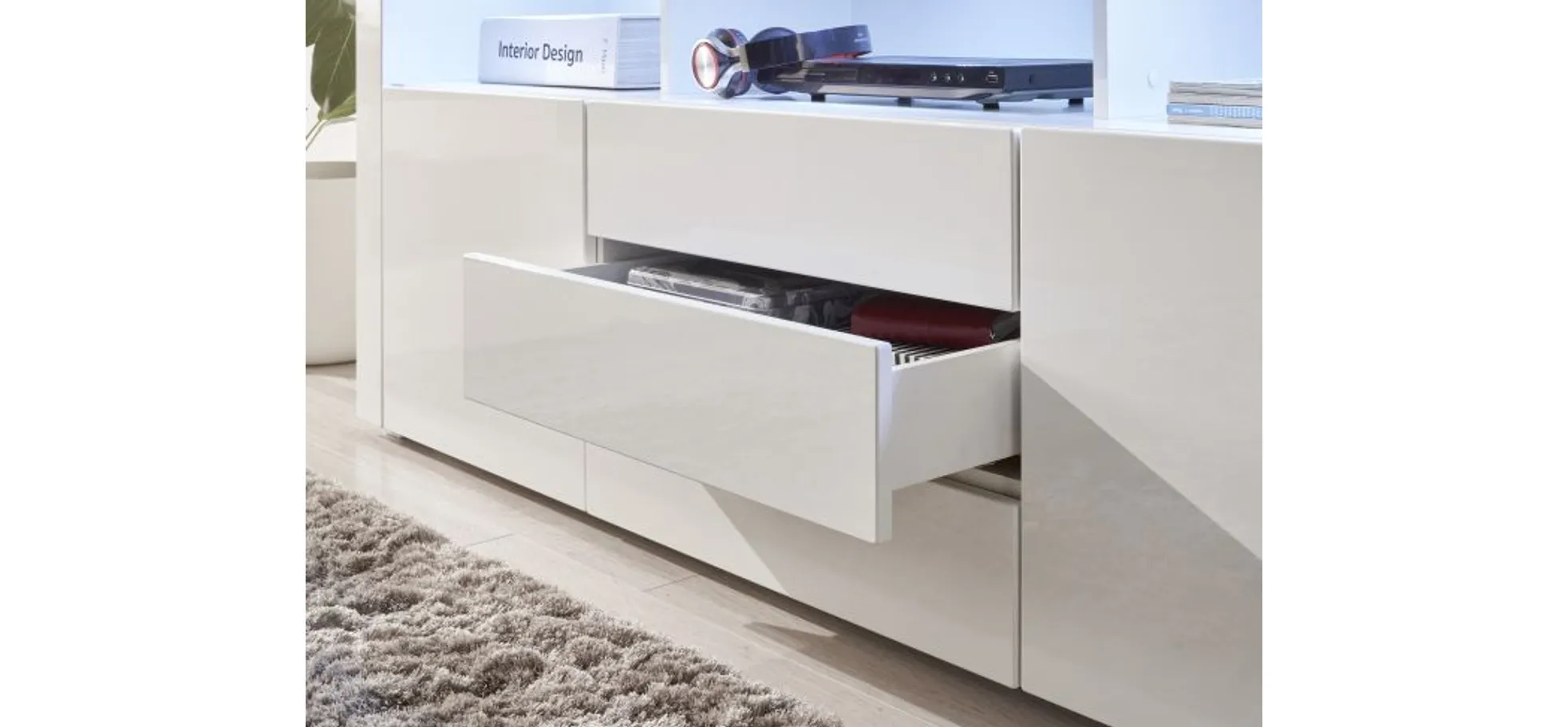 Sideboard- Weiß, Weiß, Hochglanz, Sideboard- Weiß, Weiß, Hochglanz,