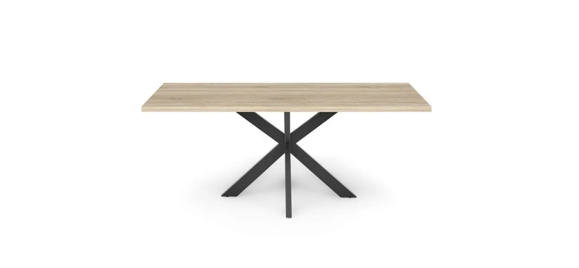 Esstisch - LB ca. 180x90 cm, Eiche sägerau, Schwarz