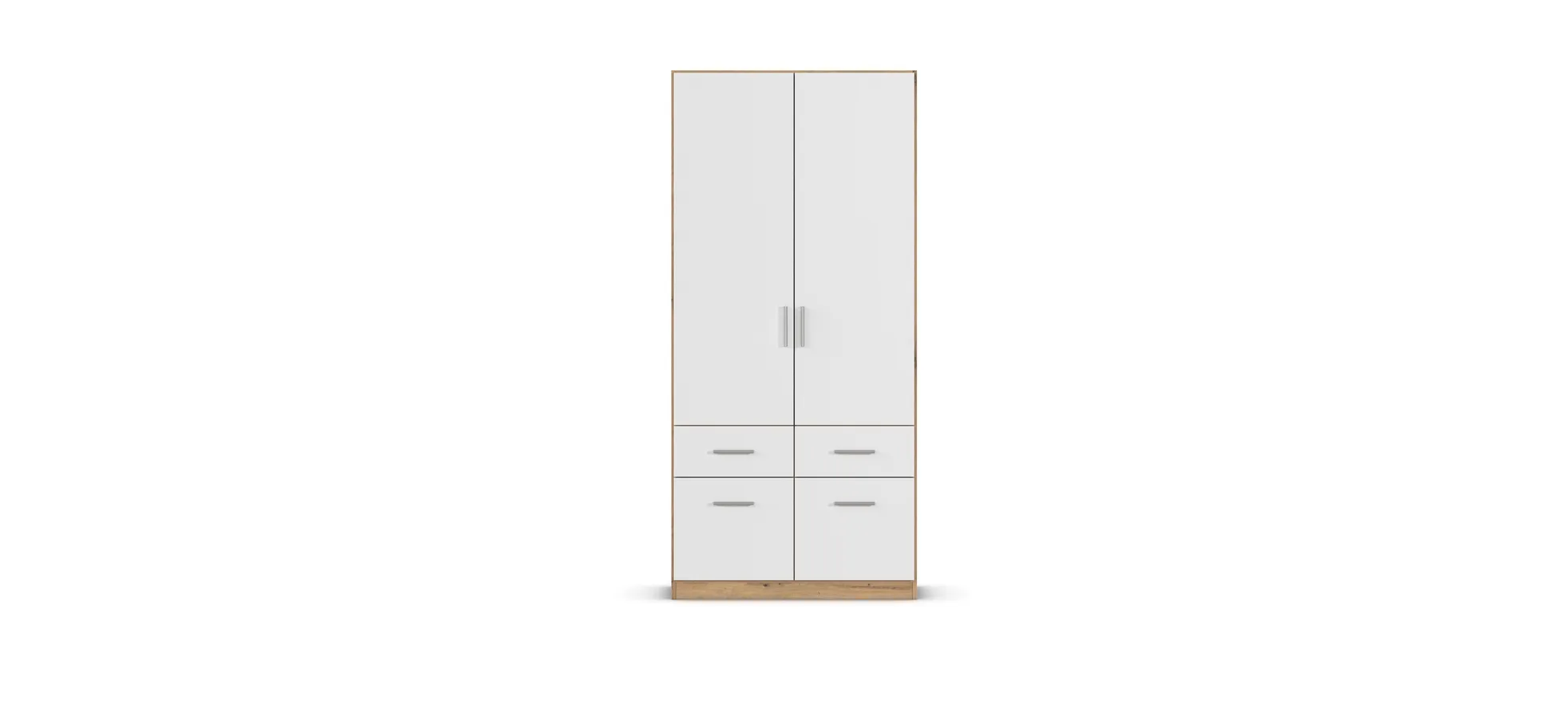 Drehtürenschrank REXY MATT- B 91 cm, Eiche Dekor, Weiß