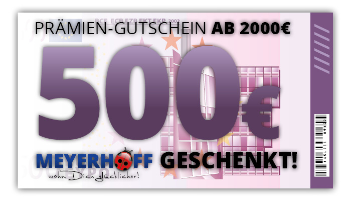 Prämien-Gutschein ab 2000 € gibt's 500 € geschenkt