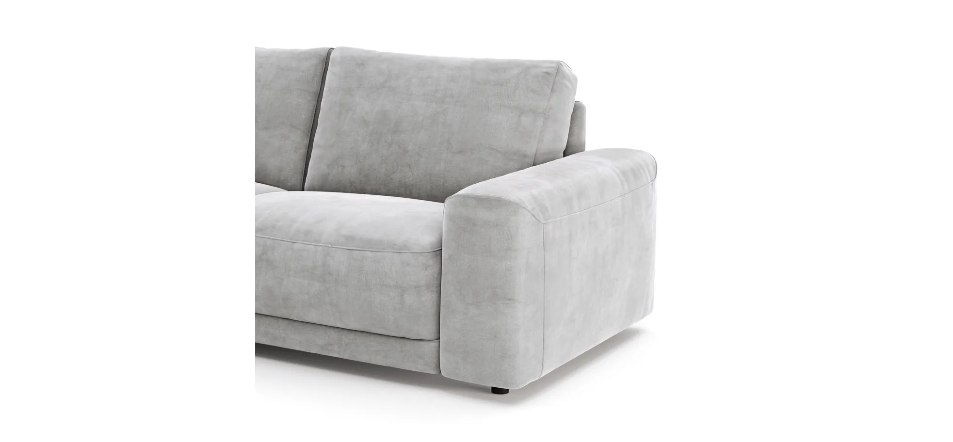 Ecksofa Balok - Longchair groß links mit 2,5-Sitzer, Stoff, Eisengrau