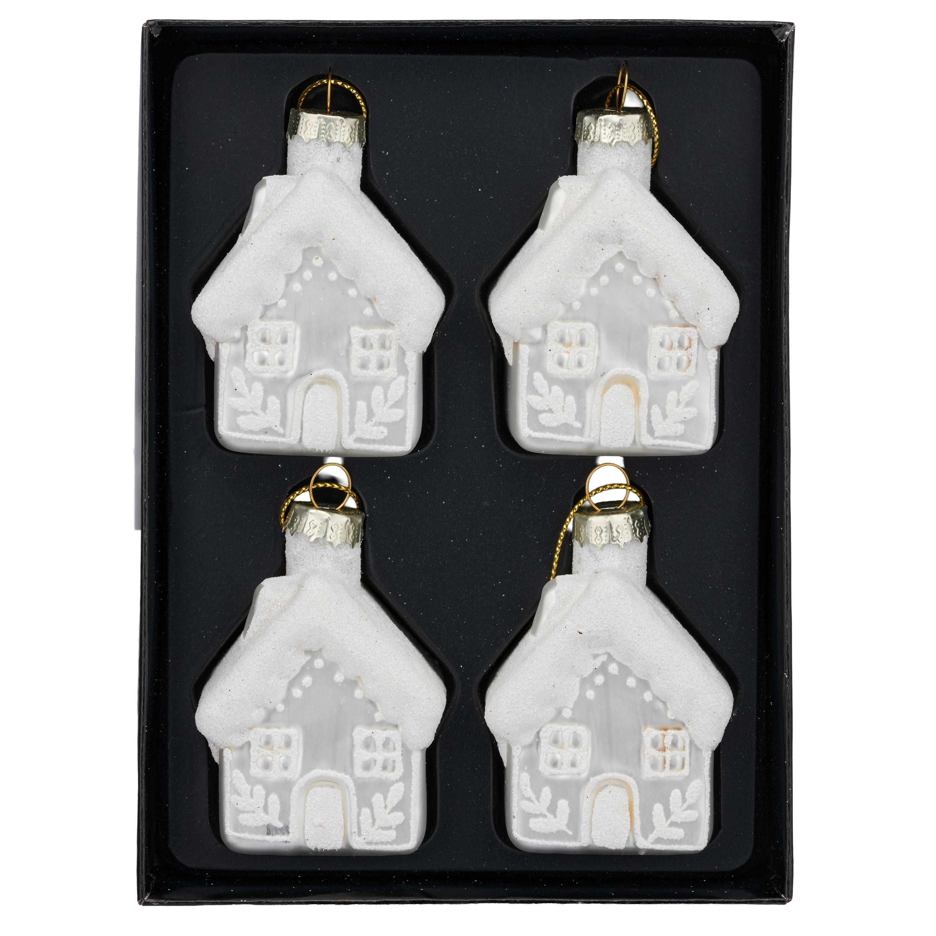 Glashänger Haus in 4erBox - silber, ca. 4x4cm