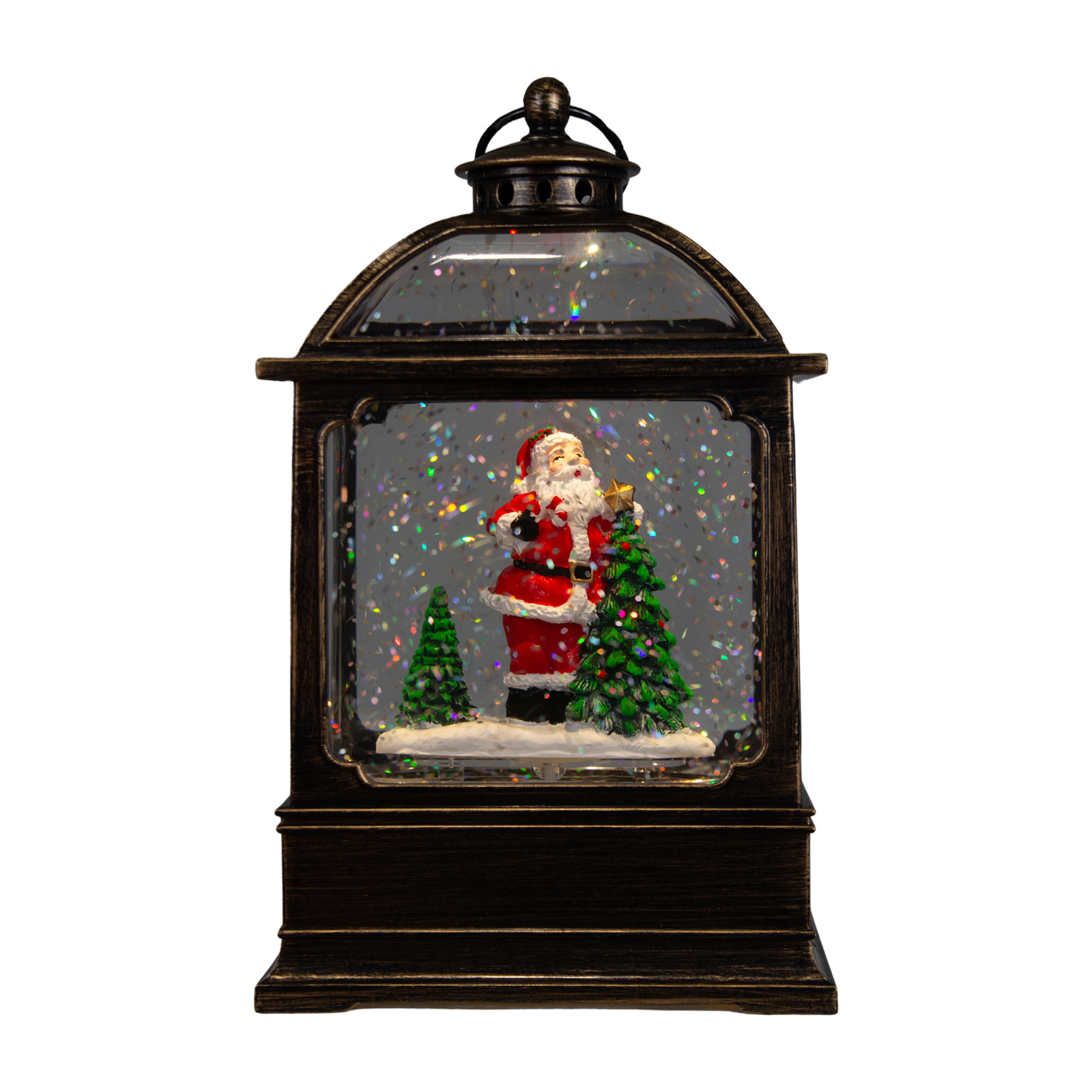 LED Schneelaterne, Höhe ca. 17cm - Timer, Batt.betrieb (ohne Batt.), USB, Indoor