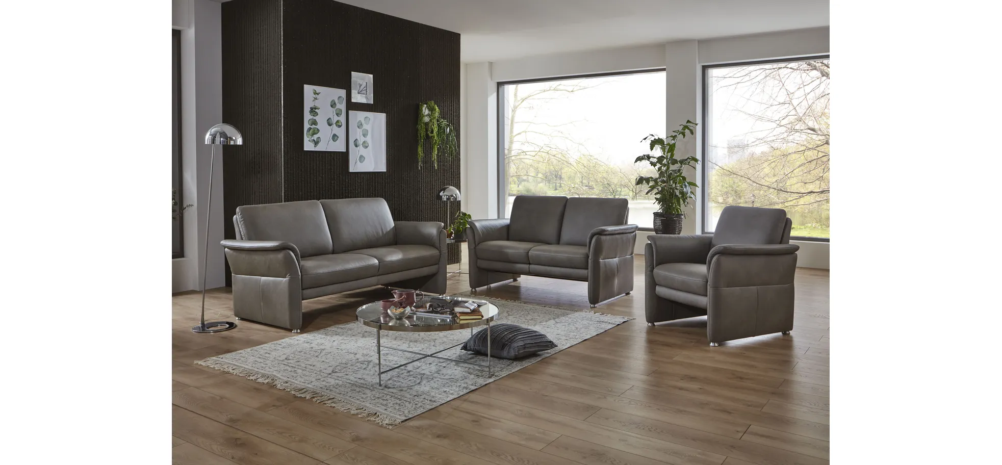 Sofa - 2,5-Sitzer, Leder Rauchbraun