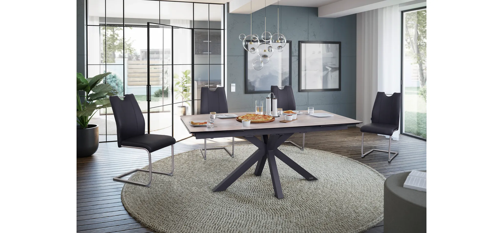 Esstisch, ausziehbar, Glaskeramik hellbraun - Melania