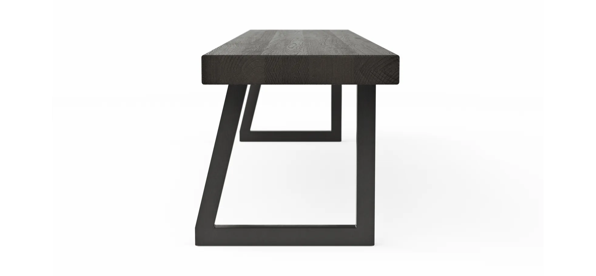 Holzbank Clifton - Breite ca. 220cm, Zerreiche massiv, smoked
