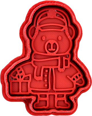 Kunststoff-Ausstechform Eisbär - mit Auswerfer, rot